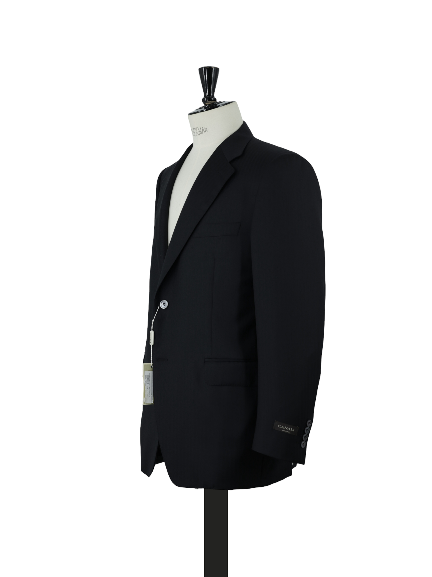 Canali Black Extrafine Wool Herringbone Jacket