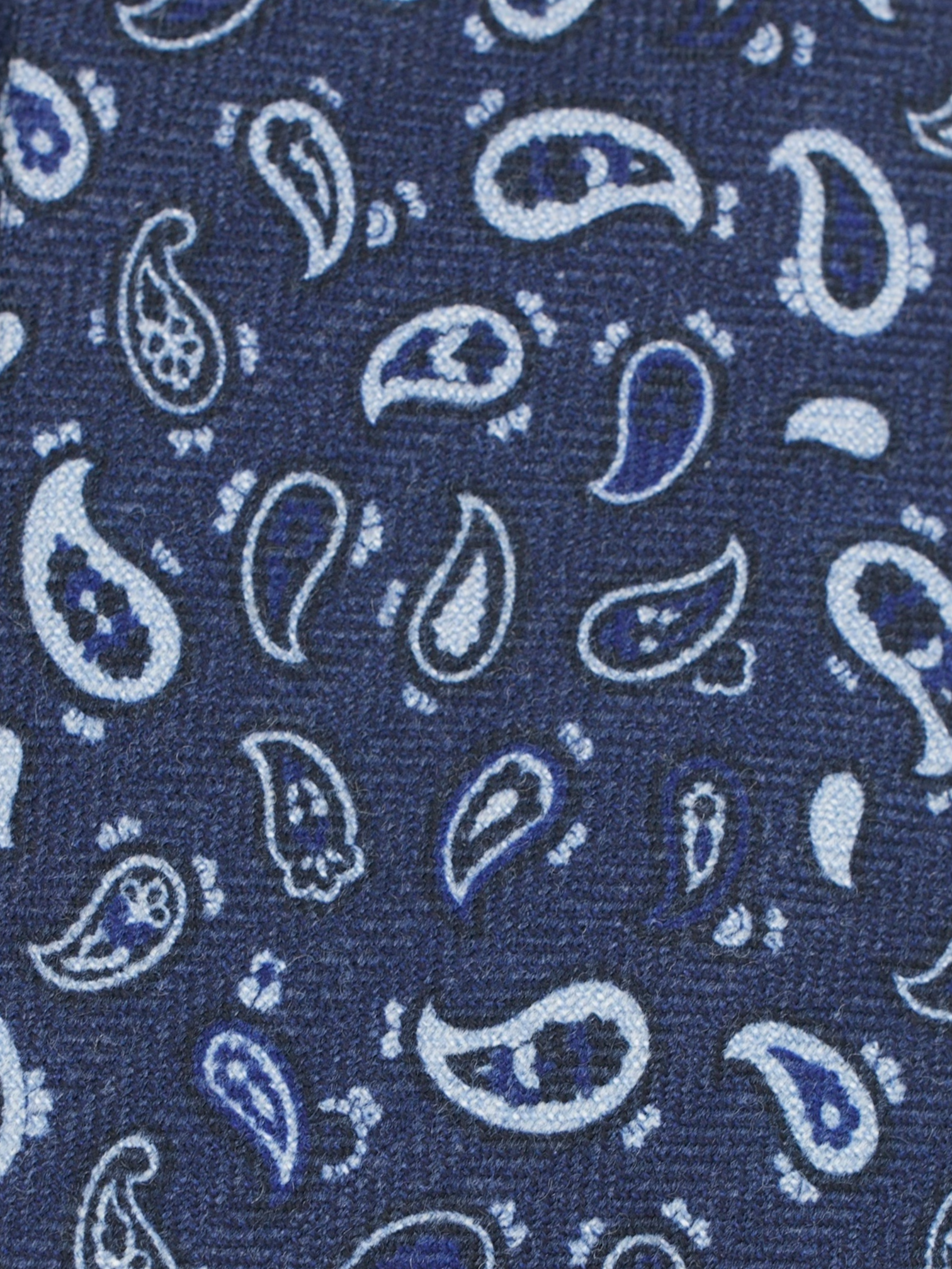 Cesare Attolini Navy & Light Blue Wool & Silk Pailsey Tie