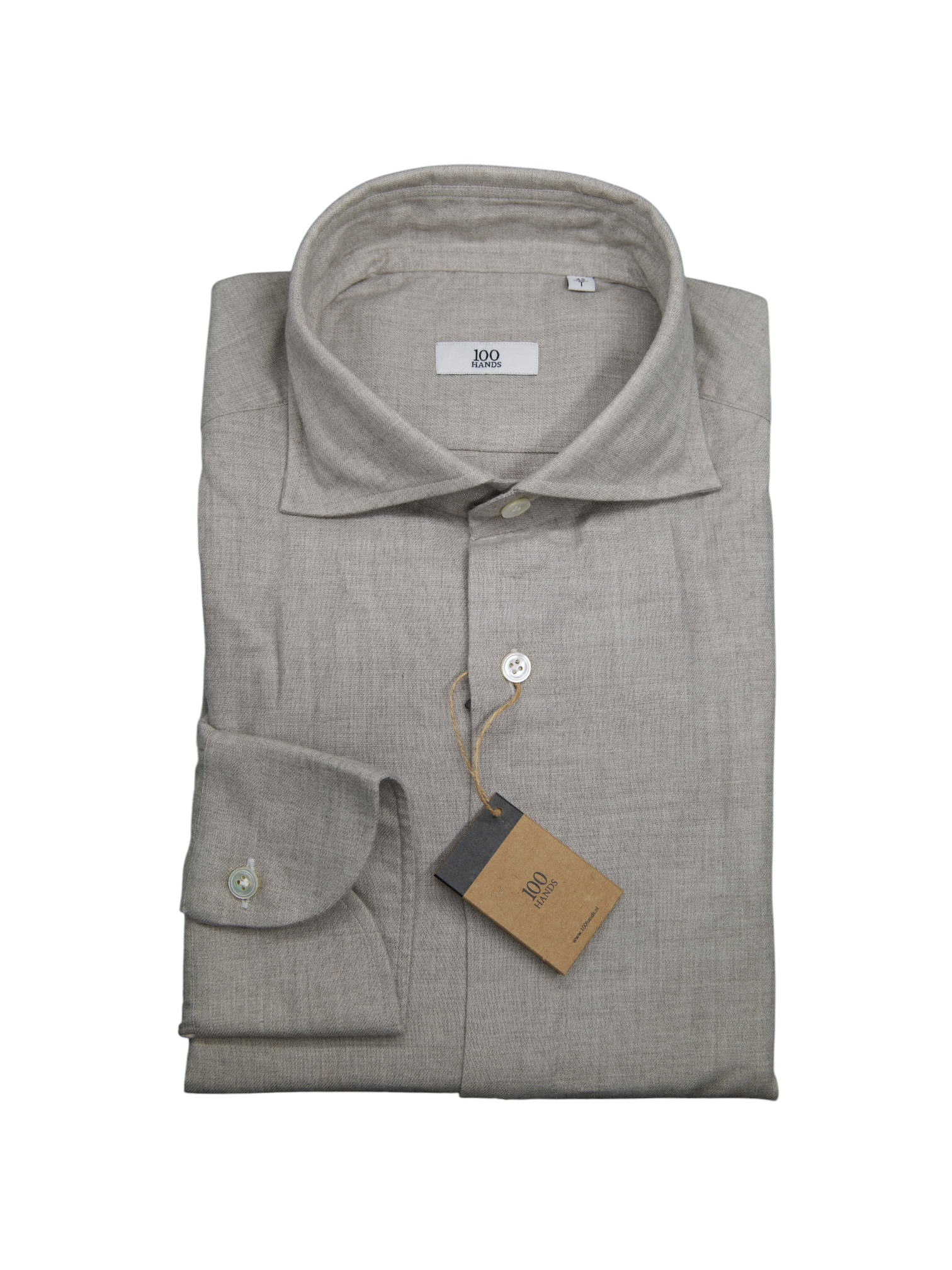 100 Hands Greige Cotton-Flannel Sartorial Winter Shirt