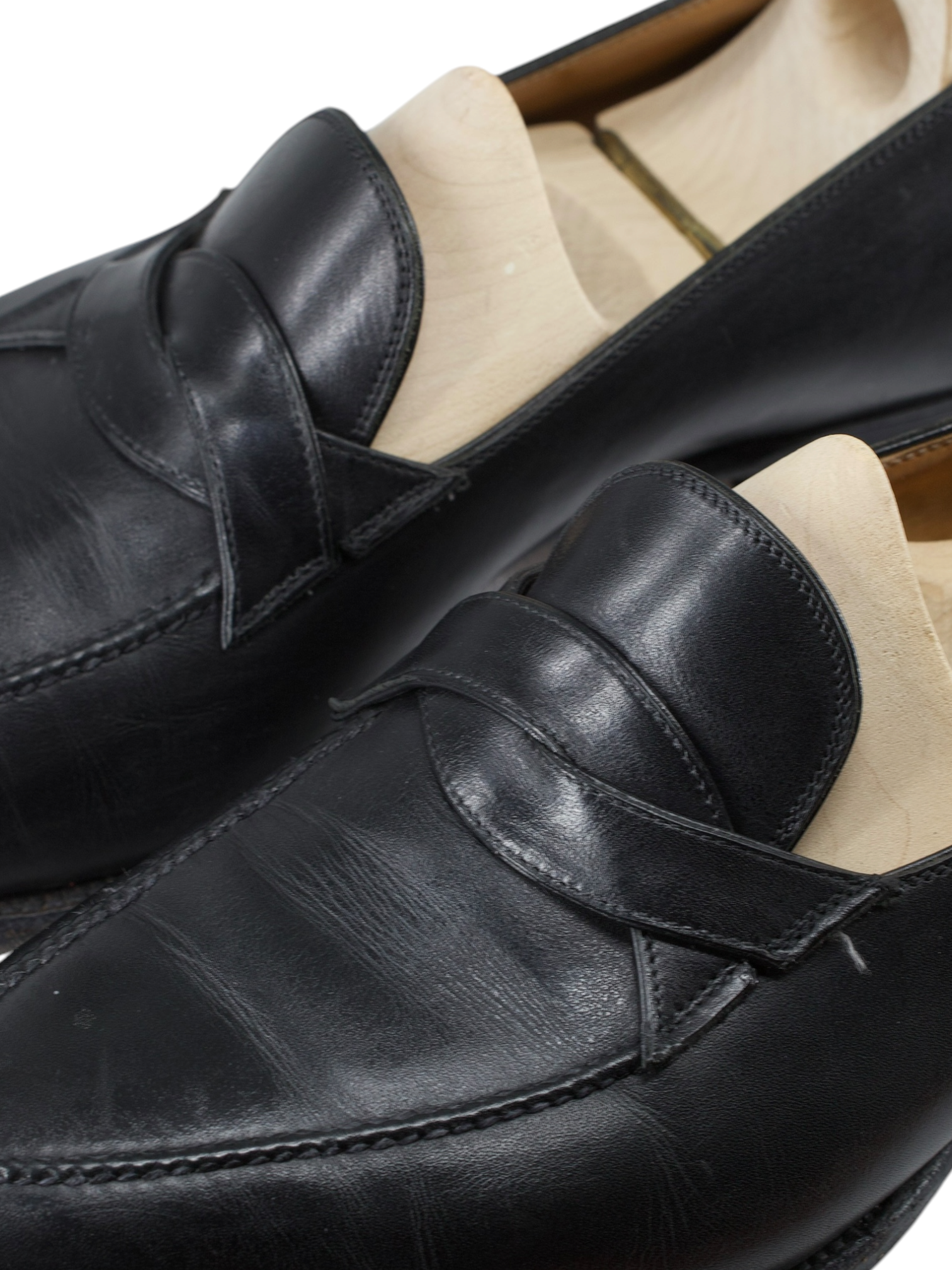 Saint Crispin's Black Calfleather Entwinded-Strap Loafer
