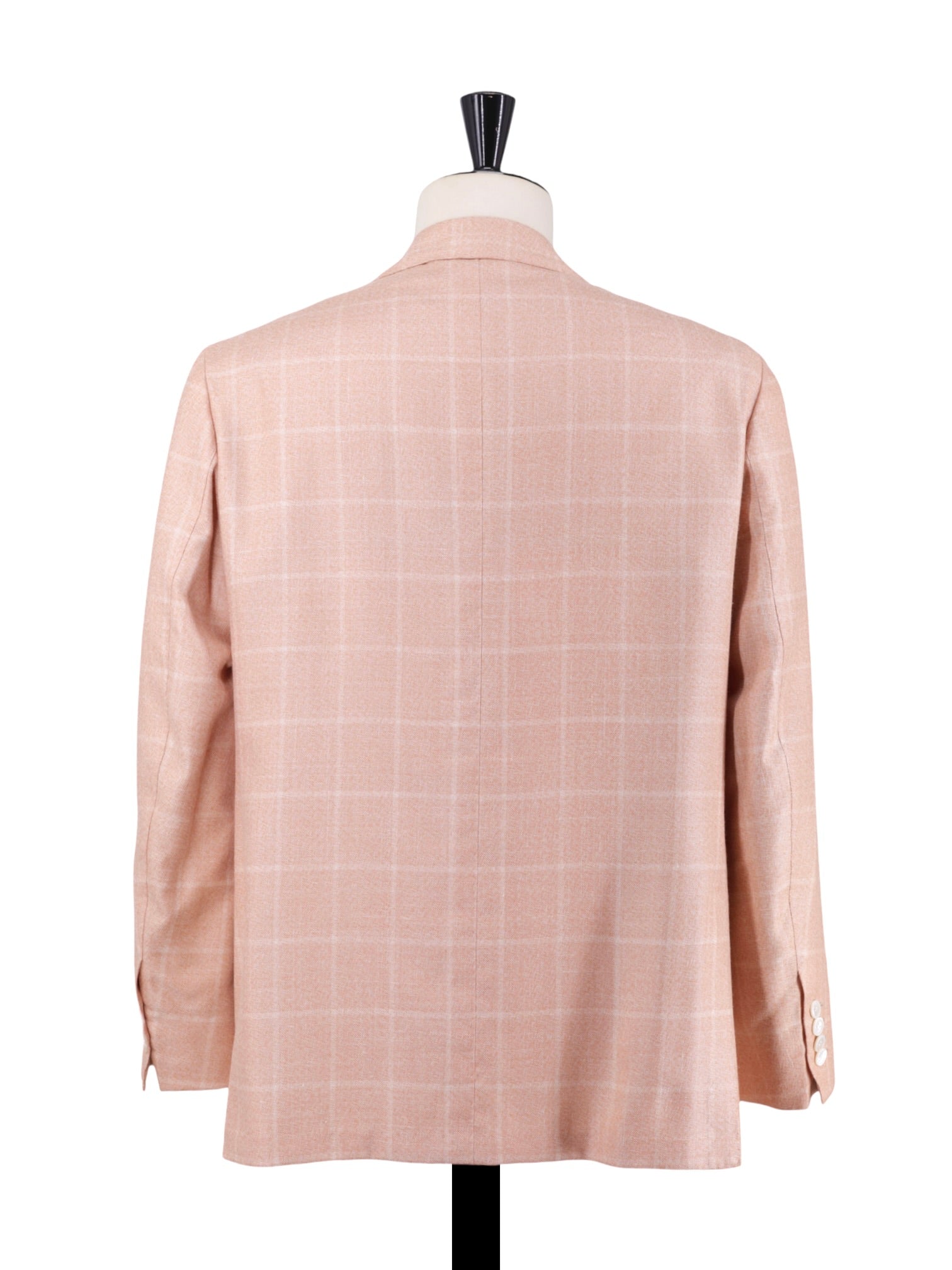 Kiton Pastel Orange Cashmere, Silk & Linen Windowpane Jacket