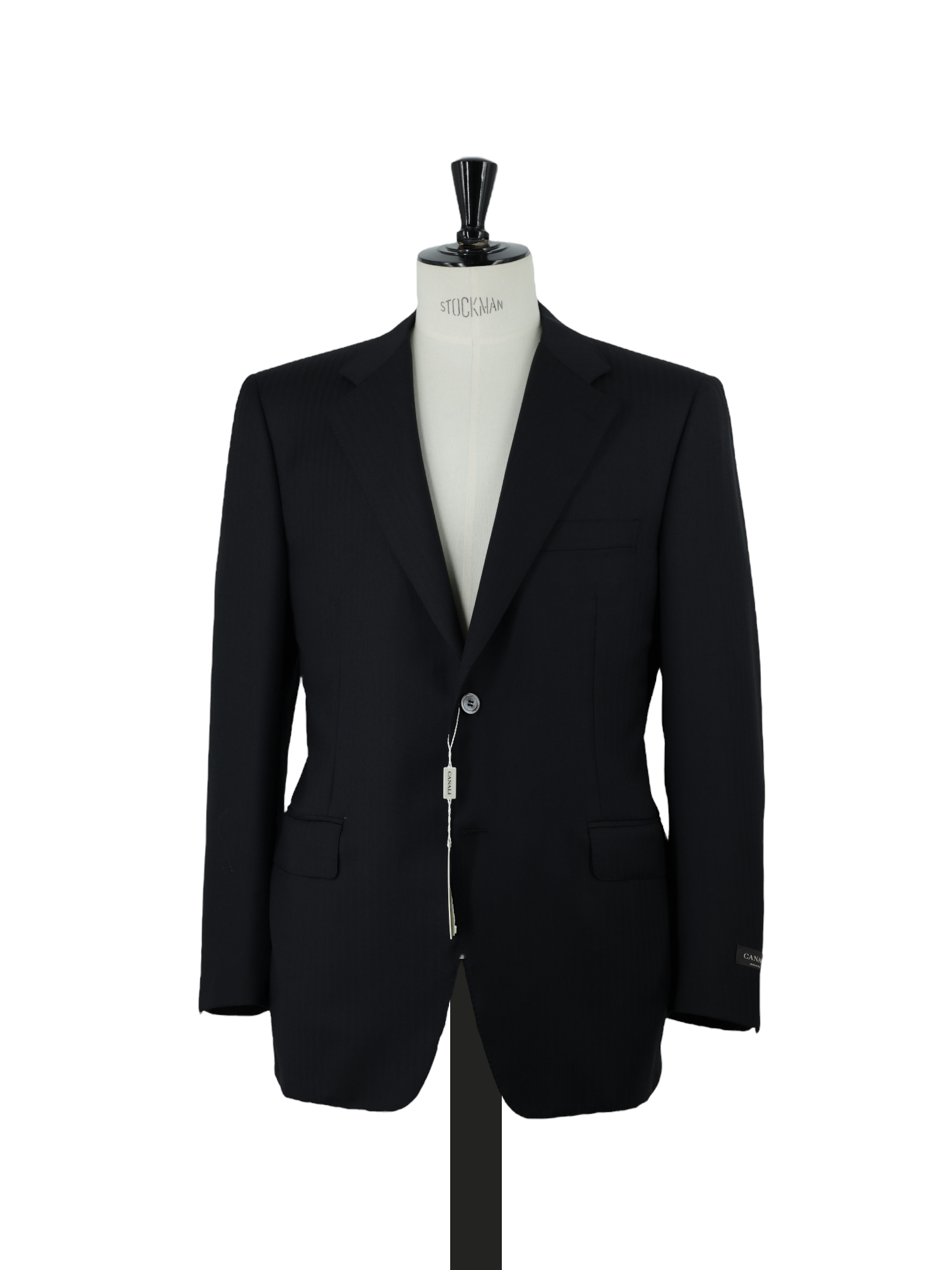 Canali Black Extrafine Wool Herringbone Jacket