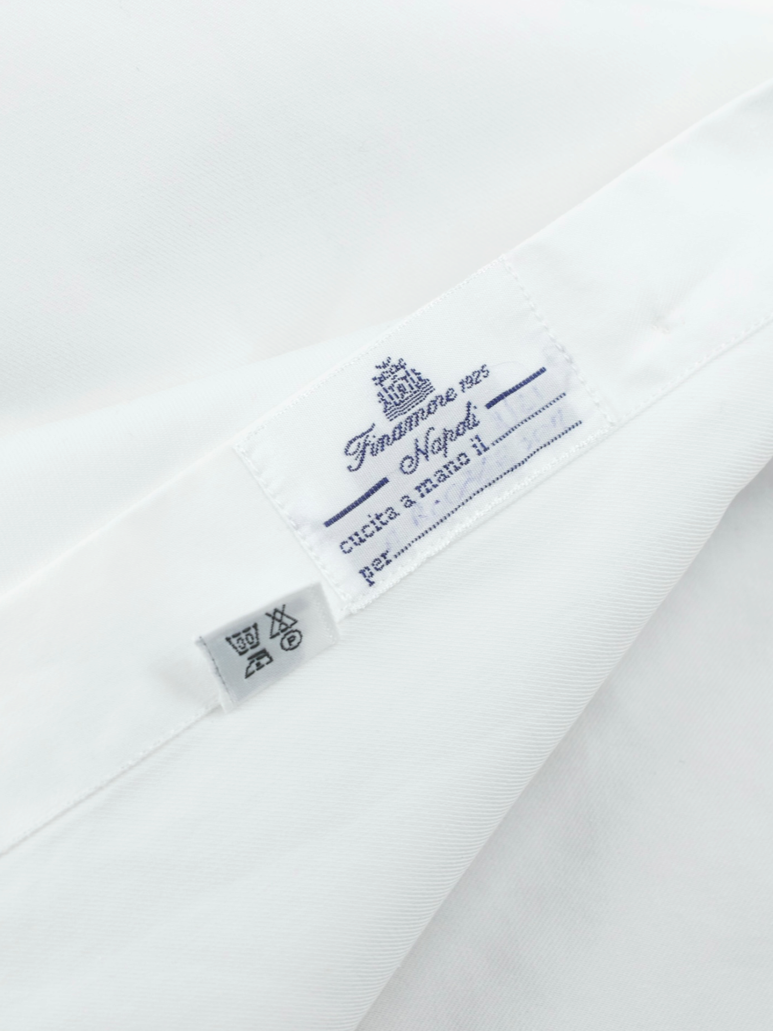 Finamore White Heavyweight-Cotton Barrel-Cuff Shirt
