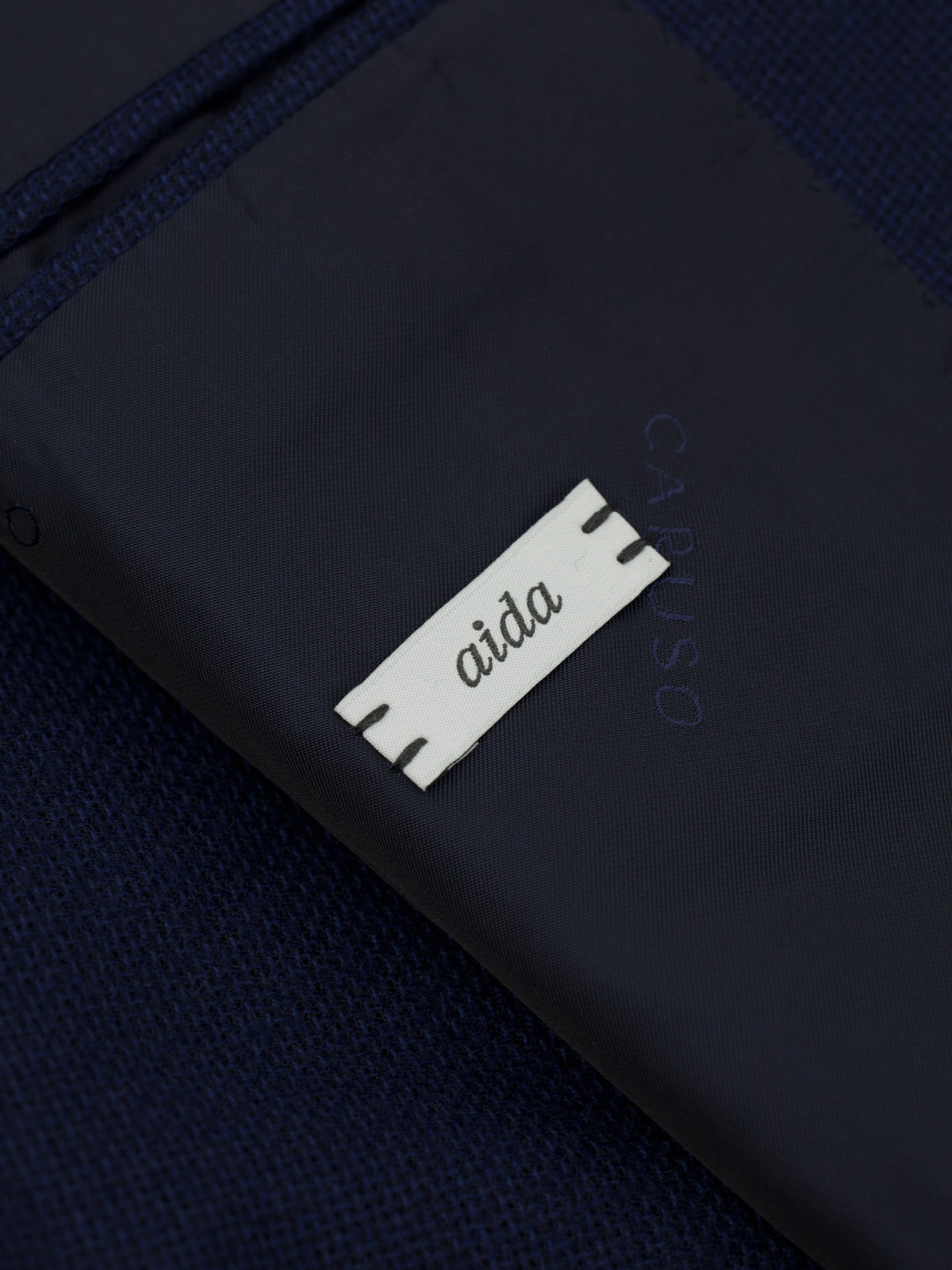 Caruso Marine Blue Cashmere & Silk Micro-Pattern Aida Jacket