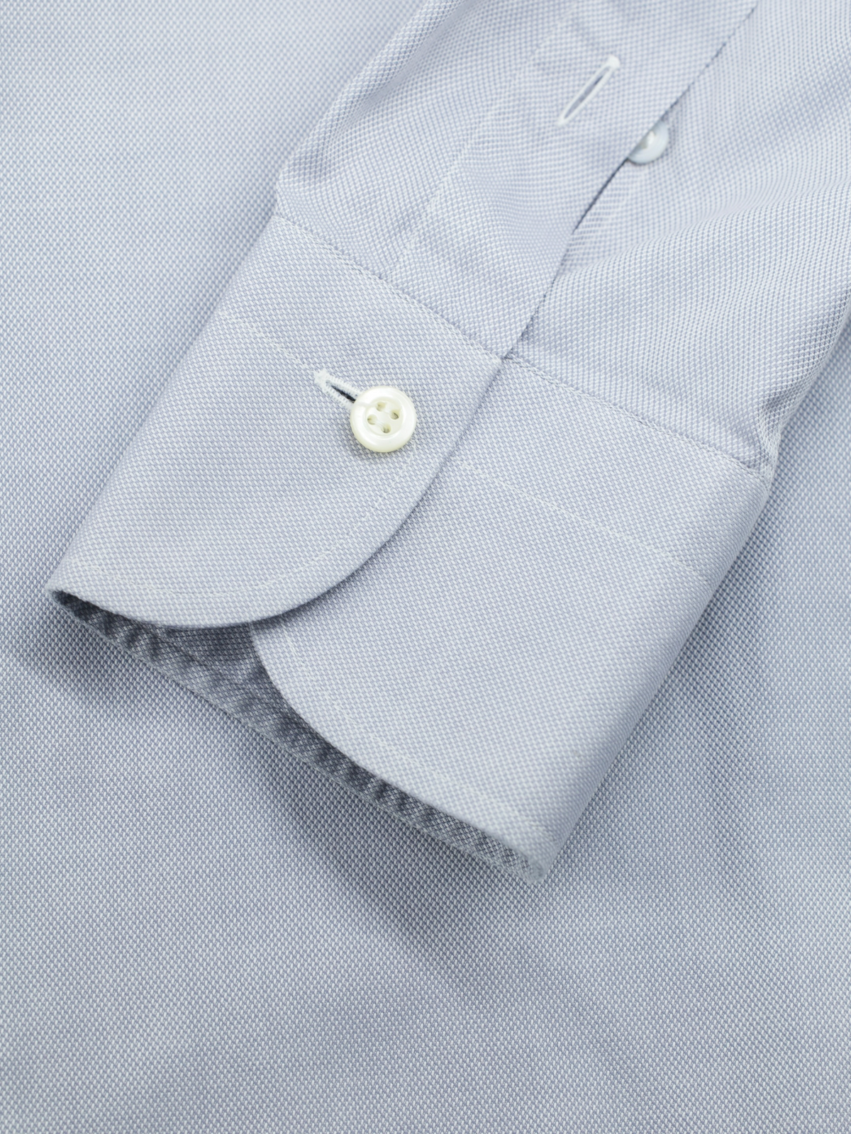 Finamore Light Grey Cotton Pinpoint Shirt