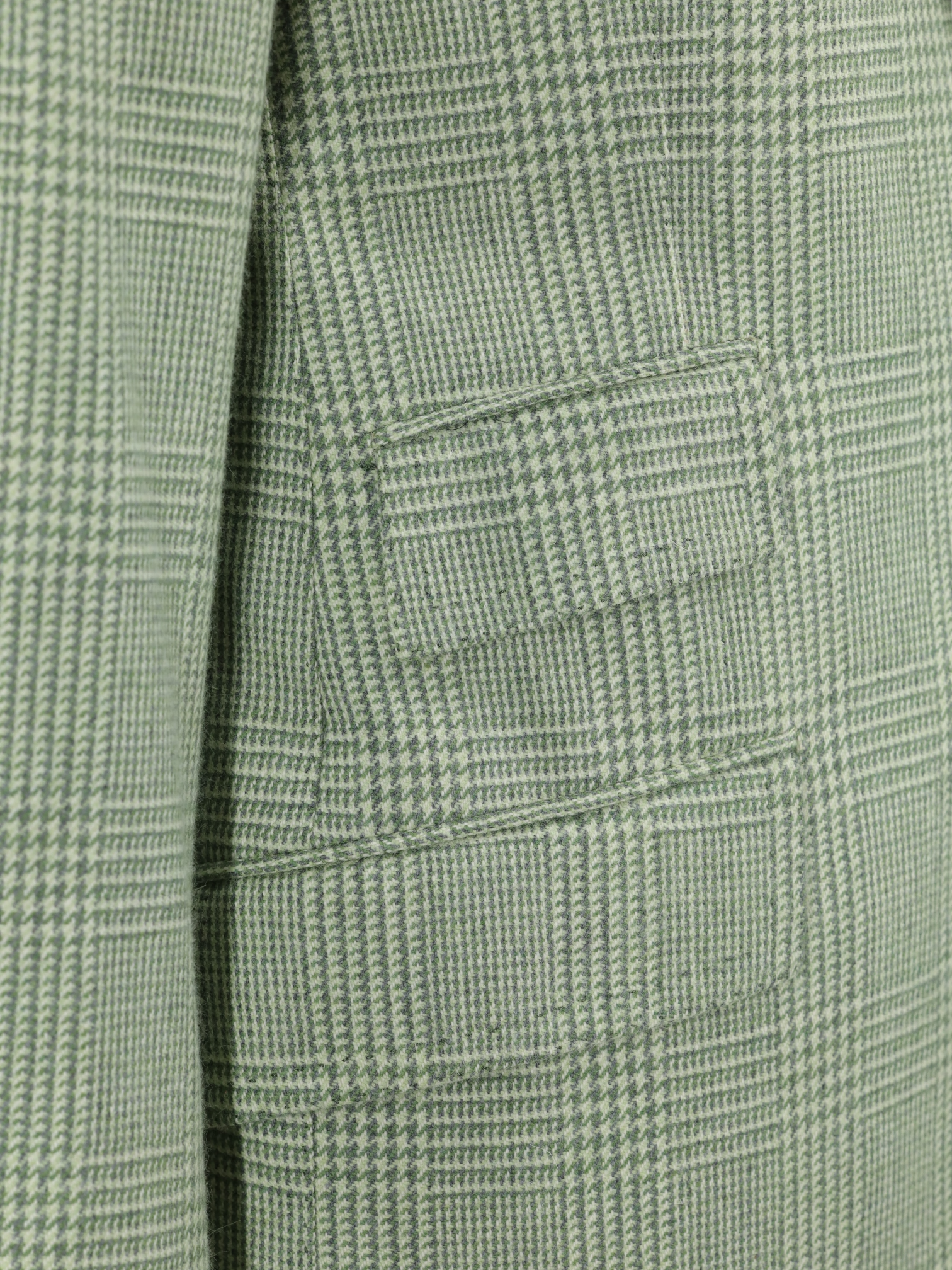 Cesare Attolini Pistache Green Lambswool Prince of Wales Jacket
