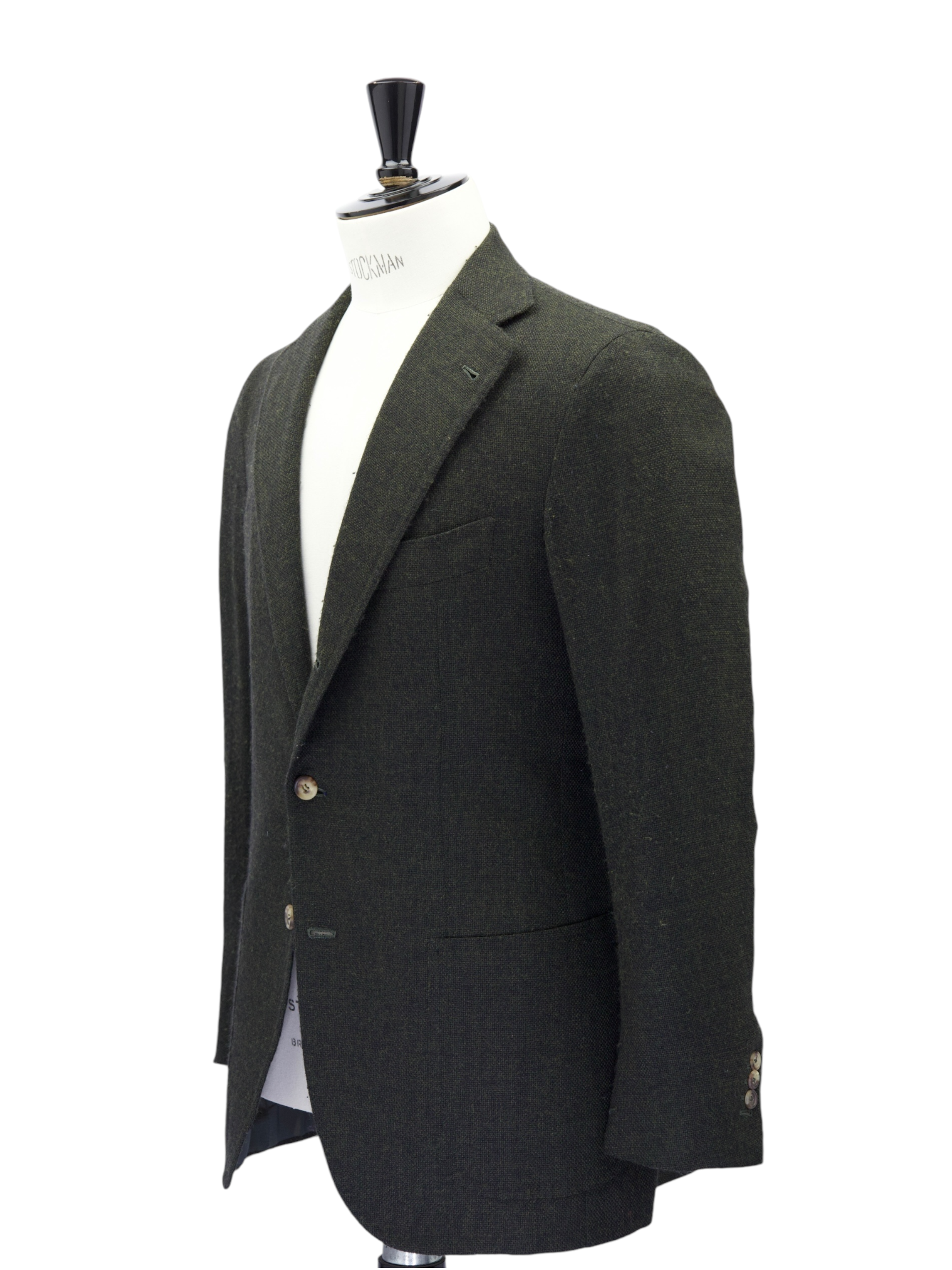 Orazio Luciano Forest Green Wool & Cashmere Micro-Structure Jacket