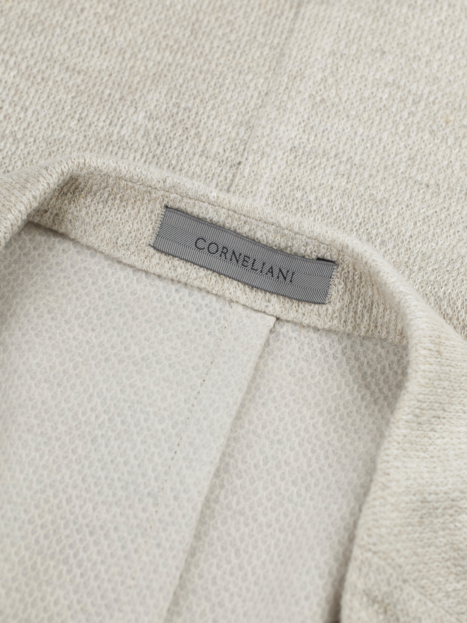 Corneliani Beige Linen & Lyocell Knitted "Adaptive Project" Jacket