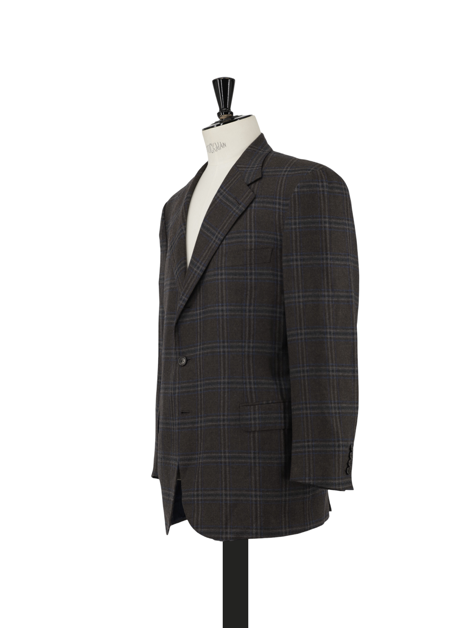 Brioni Brown & Chambray Blue Brushed Wool Windowpane Senato Jacket