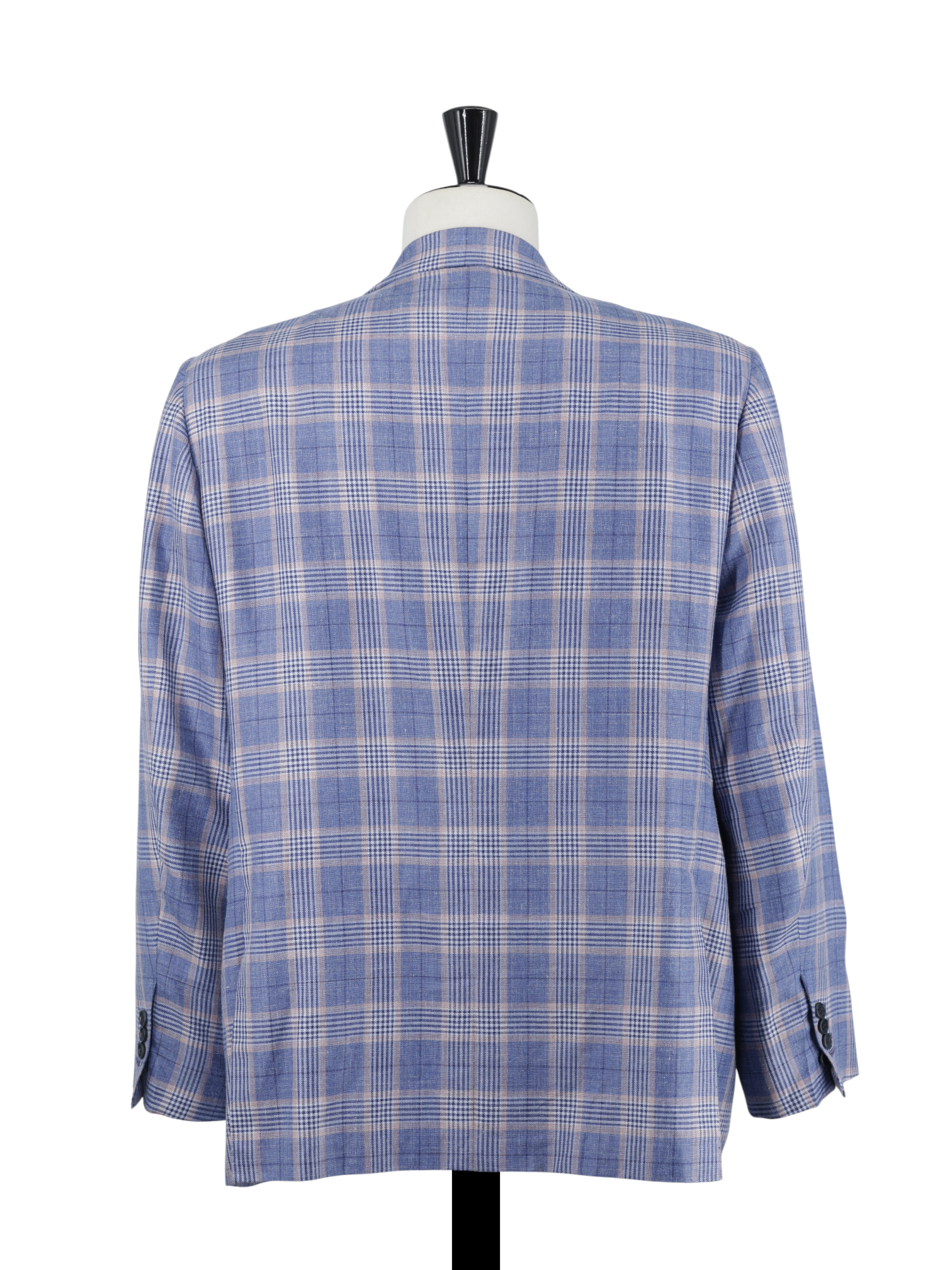Kiton Light Blue & Pink Cashmere, Linen & Silk Checkered Jacket