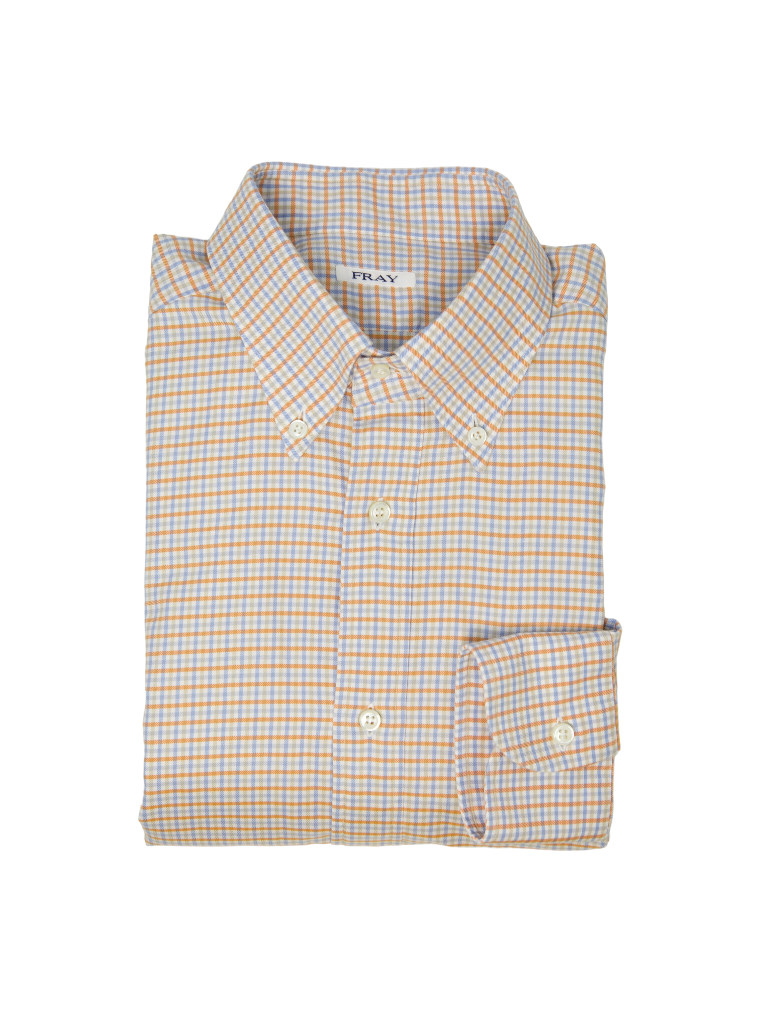 Fray Orange & Light Blue Gingham Check Shirt