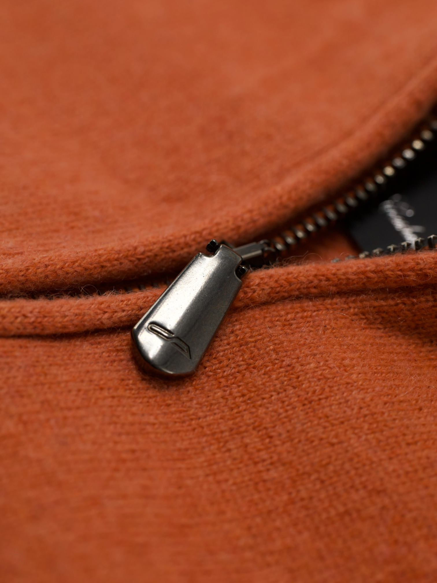 Cesare Attolini Orange Duvet Cashmere Half-Zip Knitwear