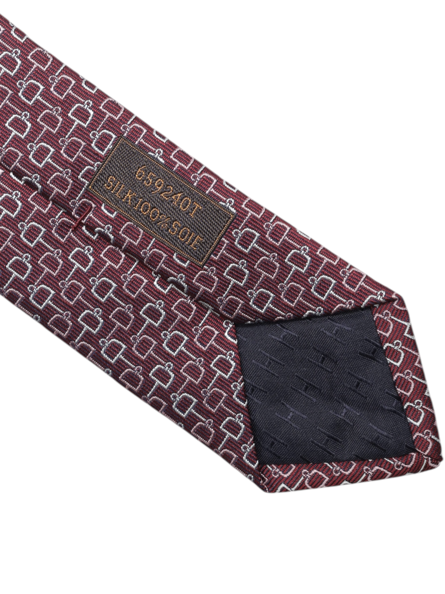 Hermès Red & White Silk Chain-Interlock Tie