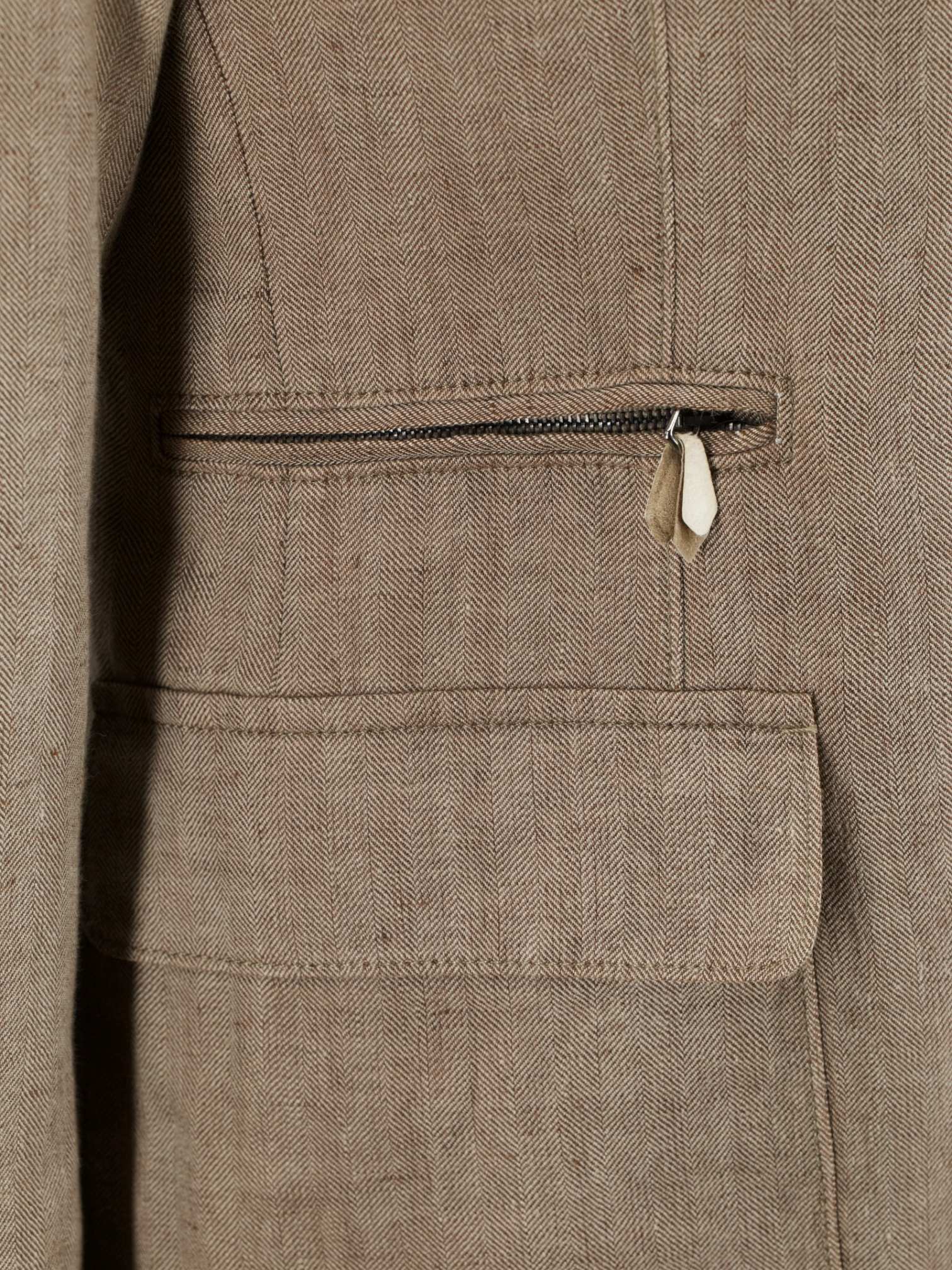 Corneliani ID Taupe Pure-Linen Herringbone Vespa Jacket