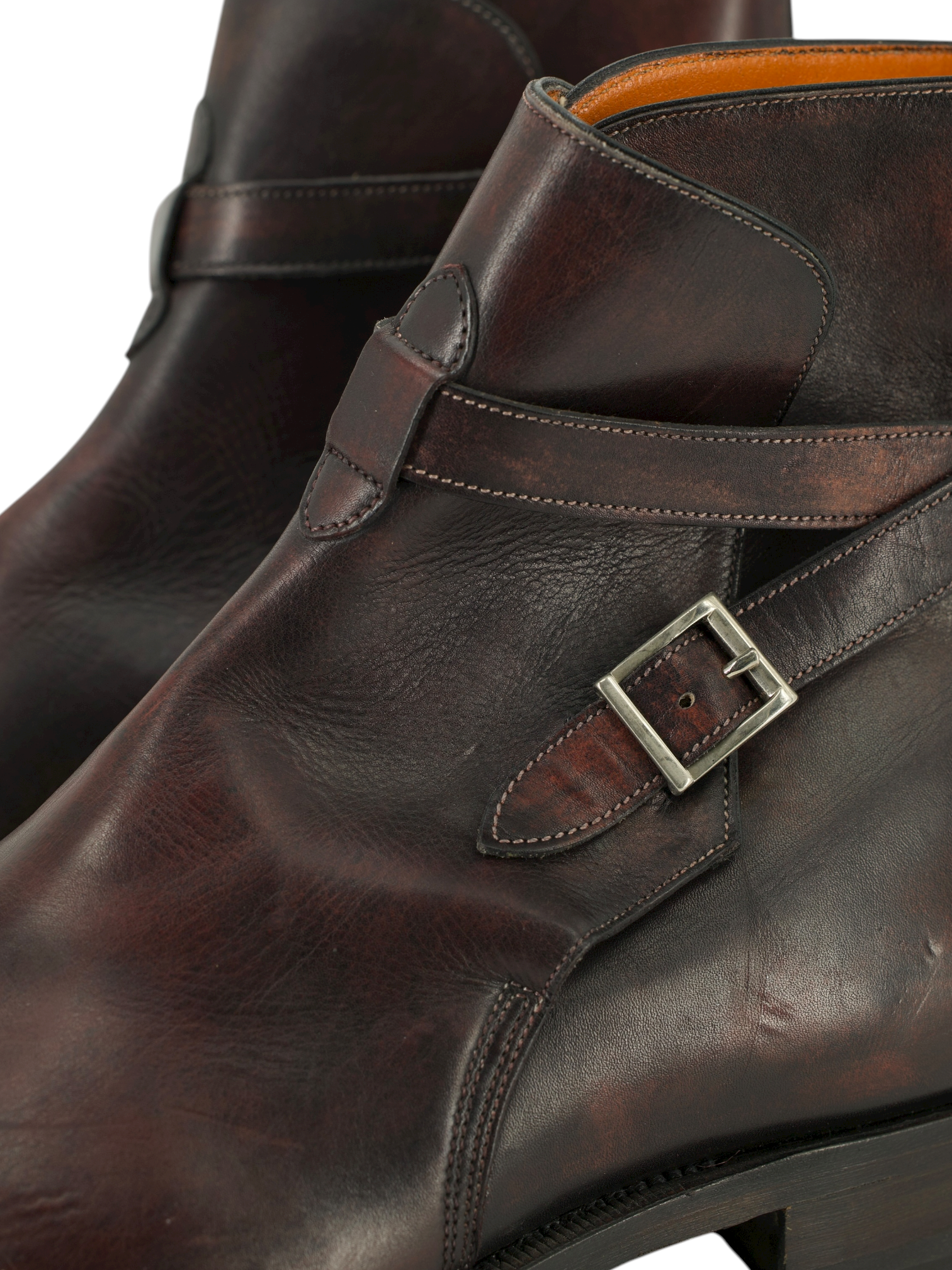 Santoni Burgundy Calfleather Jodhpur Chelsea Boot