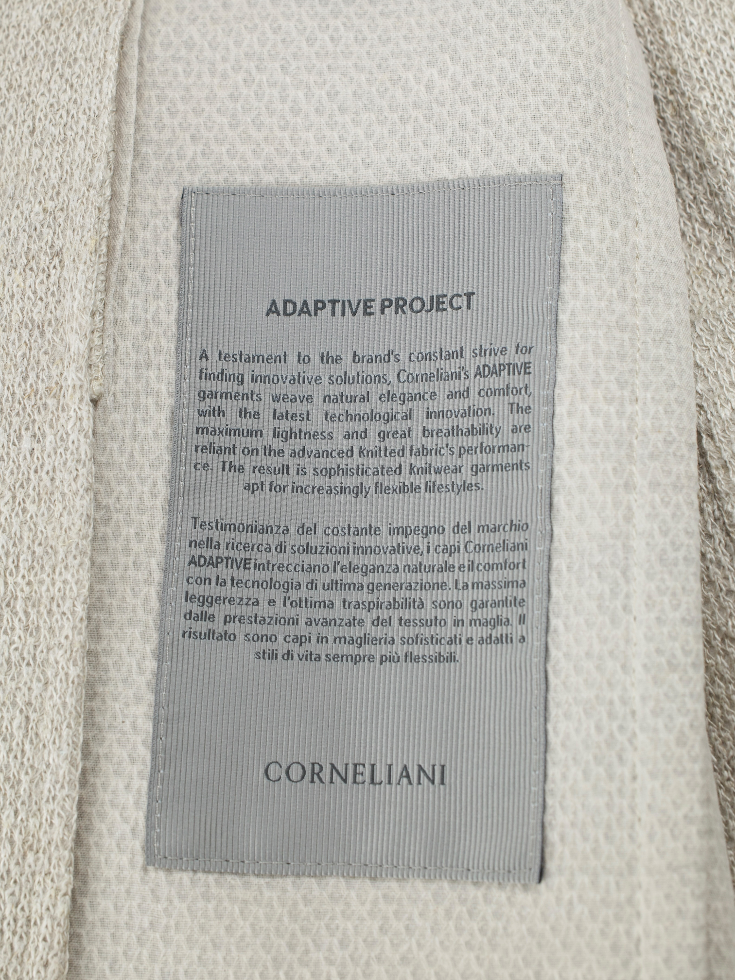 Corneliani Beige Linen & Lyocell Knitted "Adaptive Project" Jacket