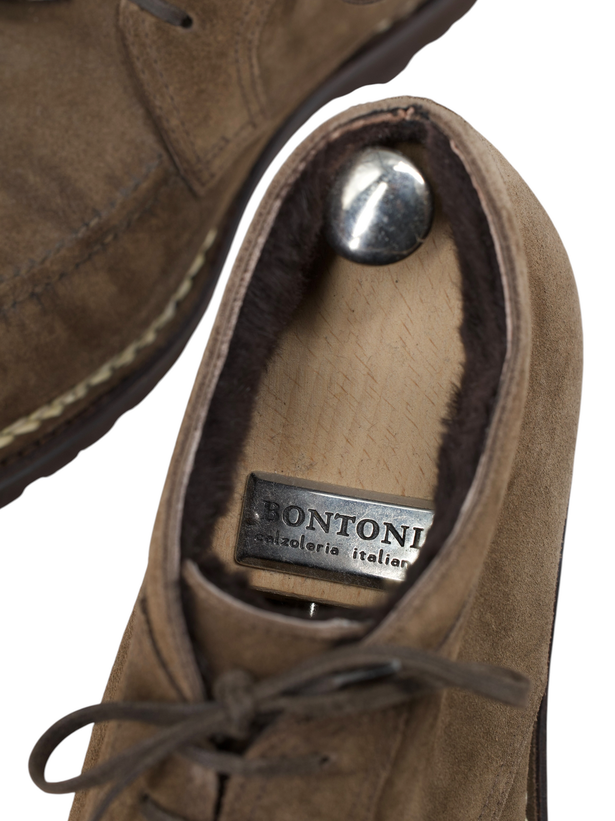 Bontoni Warm Taupe Suede & Castorino-Fur Lining Norvegese Desert Boots
