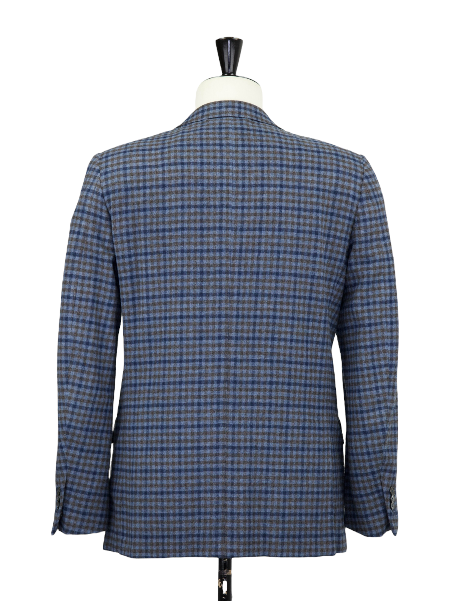 Ermenegildo Zegna Steel Blue & Dark Taupe Trofeo Wool & Cashmere Gingham Check Jacket