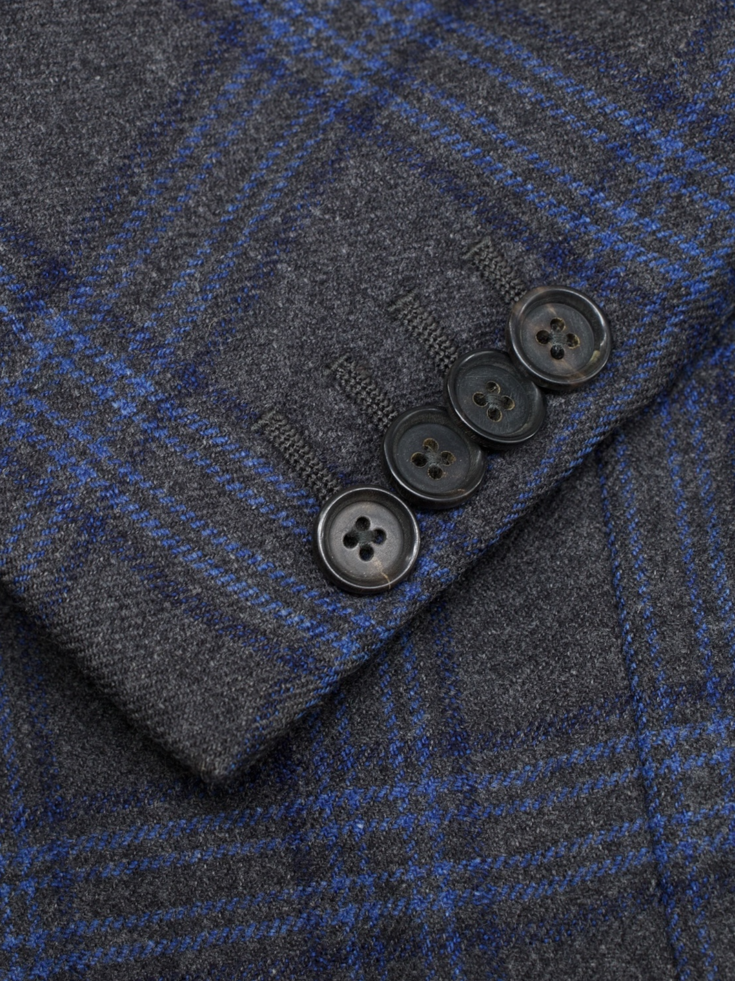 Isaia Grey & Blue Wool-Cashmere Blend Checkered Jacket