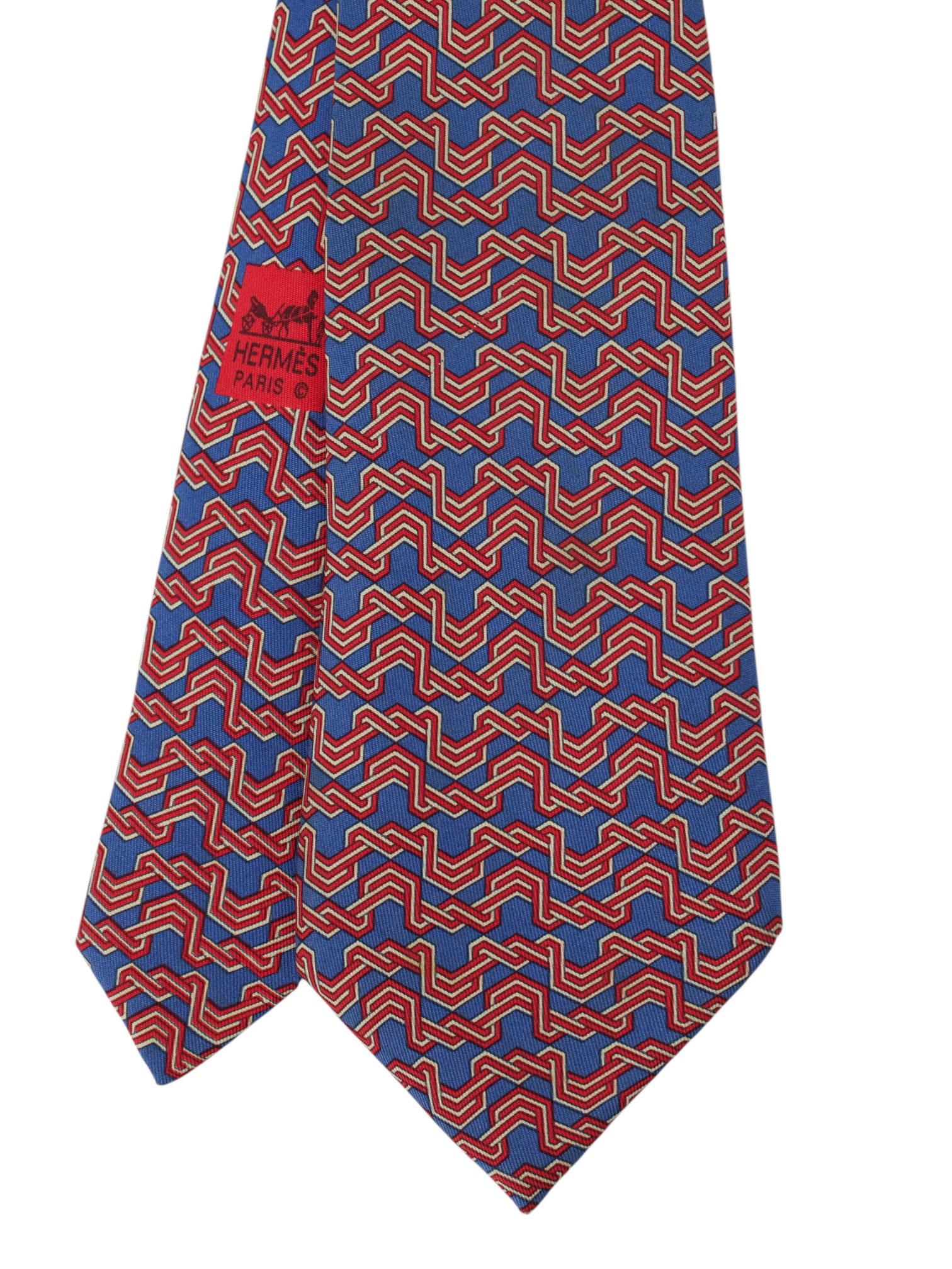 Hermès Blue & Red Silk Zigzag Tie