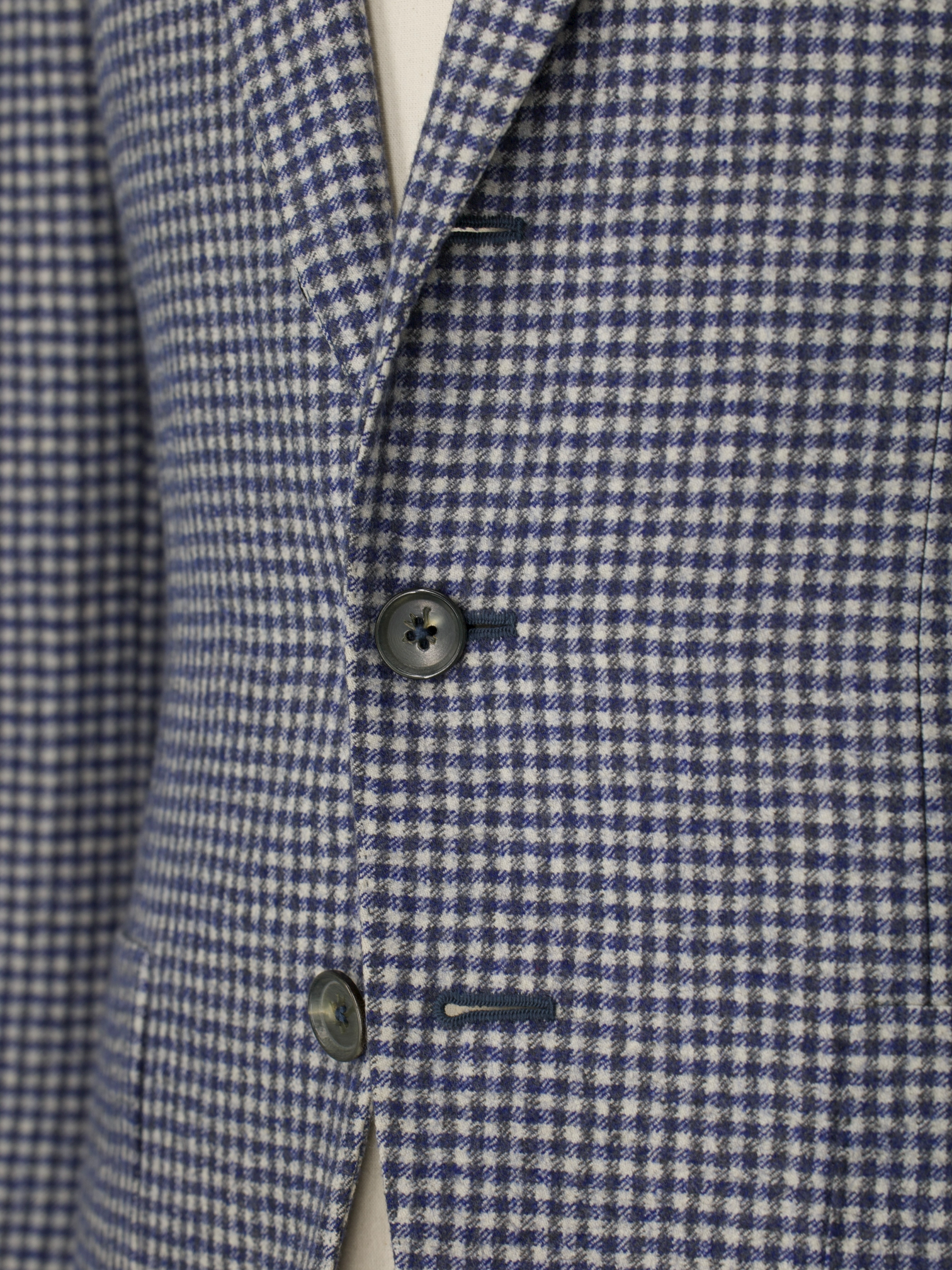 Isaia Blue Brushed-Wool Flannel Gun Check Jacket