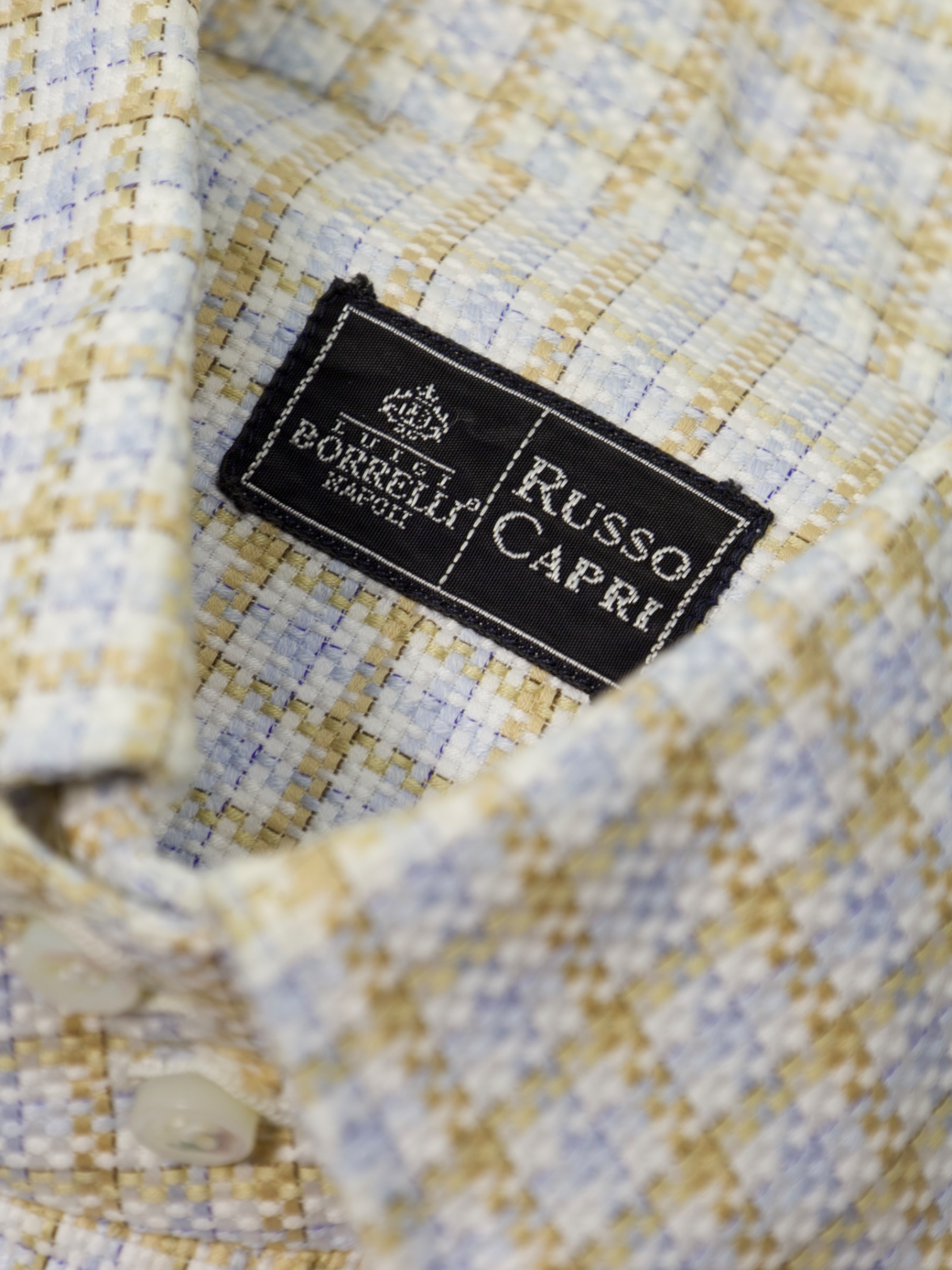 Luigi Borrelli Ice Blue Gingham-Check Micro-Pattern Shirt