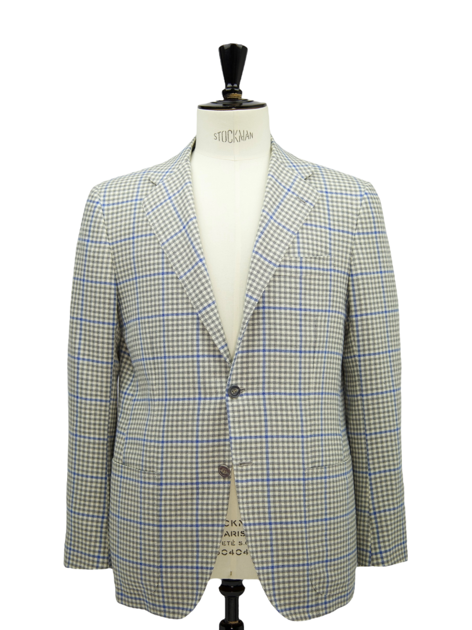 Kiton Light Grey Cashmere, Silk, Fleece Wool & Linen Overcheck "Lasa" Jacket