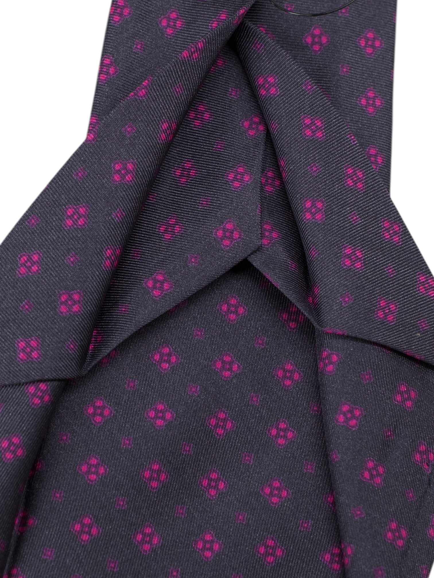 Kiton 5-Fold Warm Taupe & Pink Silk Geometric Tie