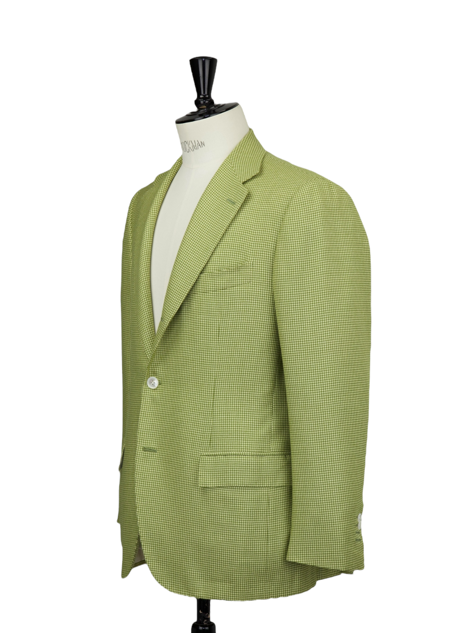 Kiton Lime Green Cashmere, Silk & Linen Pied de Poule Jacket