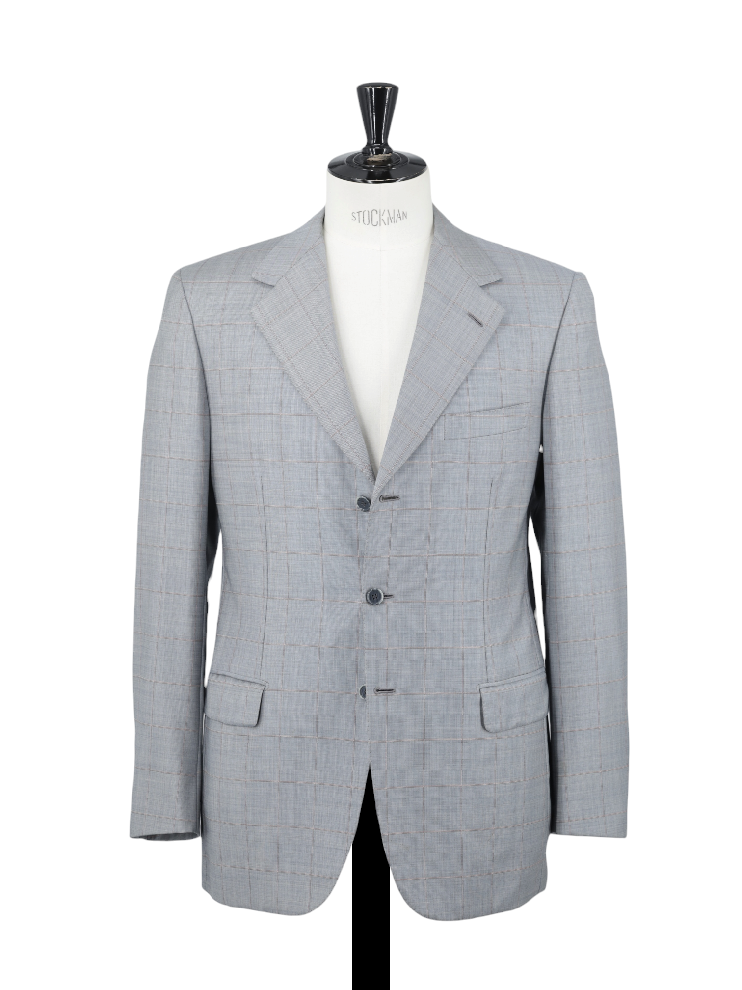 Brioni Light Grey & Red Fine-Wool Windowpane Nomentano Jacket