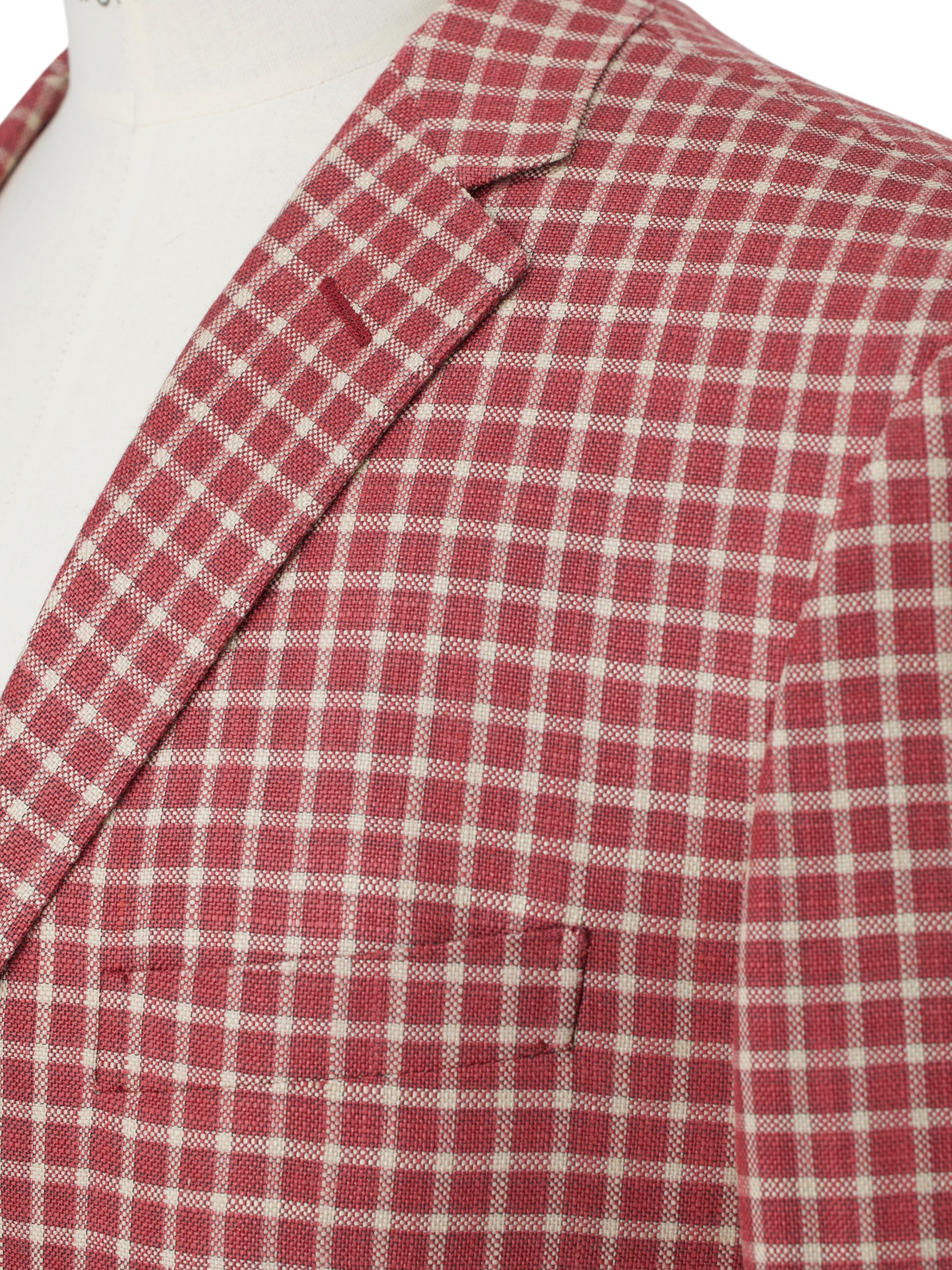 Corneliani Red & White Silk & Wool Checkered Academy Jacket