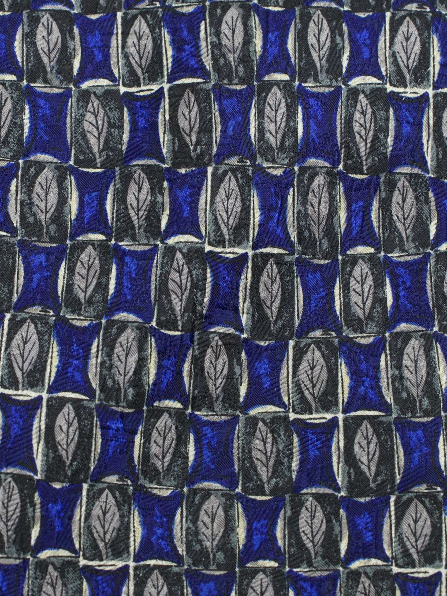 Ermenegildo Zegna Royal Blue & Forest Green Vintage Silk Feather-Pattern Tie