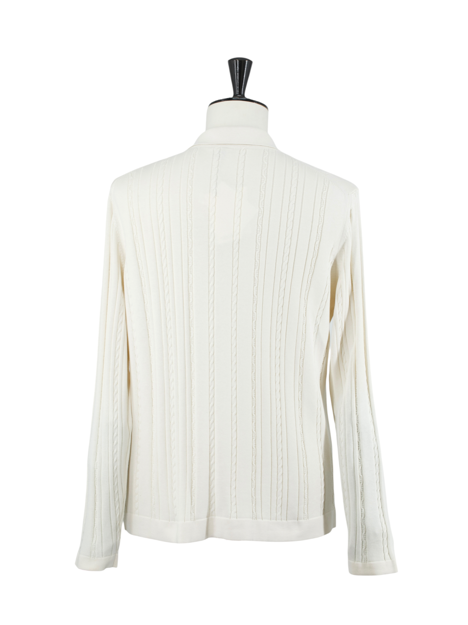 Maurizio Baldassari Crème Silk & Cotton Cable-Knitted Cardigan Shirt