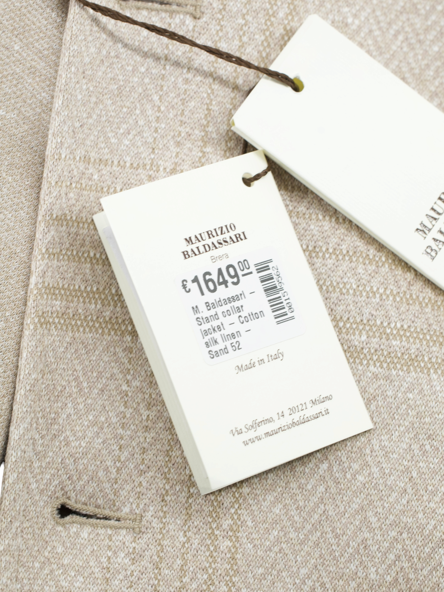Maurizio Baldassari Sand Cotton, Silk & Linen Stand-Collar Jacket