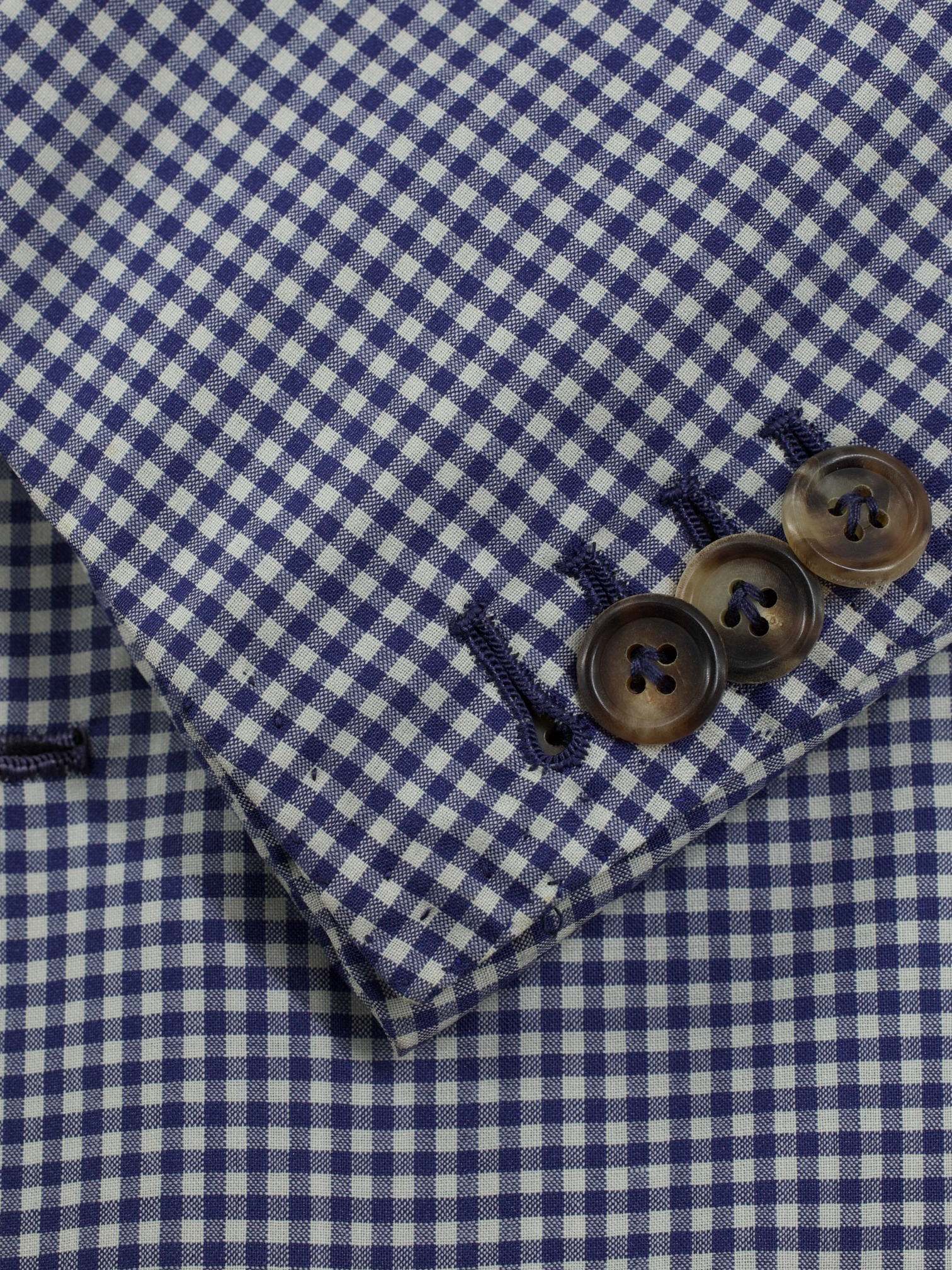 Orazio Luciano Blue & White Lightweight-Wool Gingham-Check Jacket