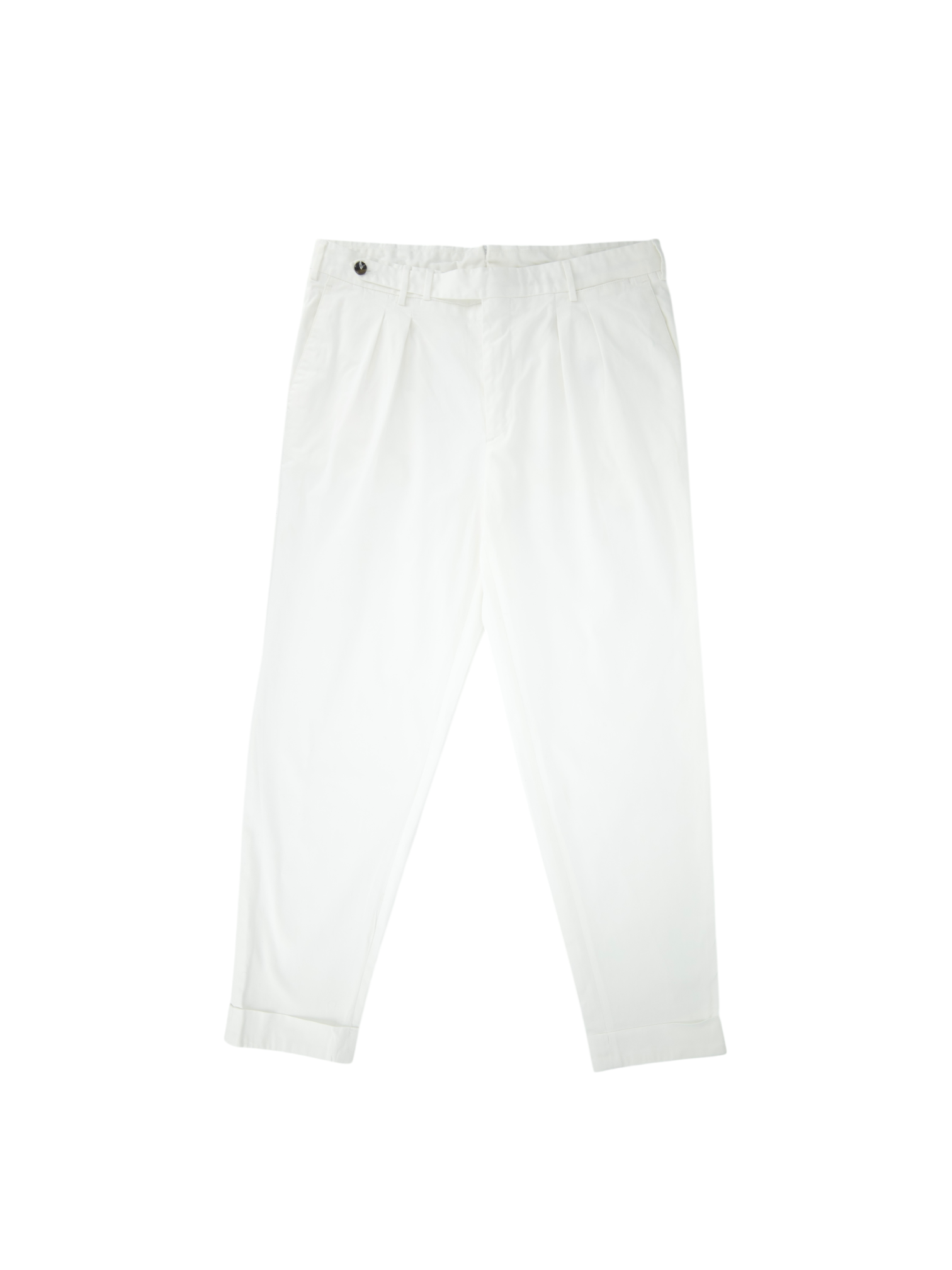 PT01 White Cotton Pleated "The Reporter" Chino
