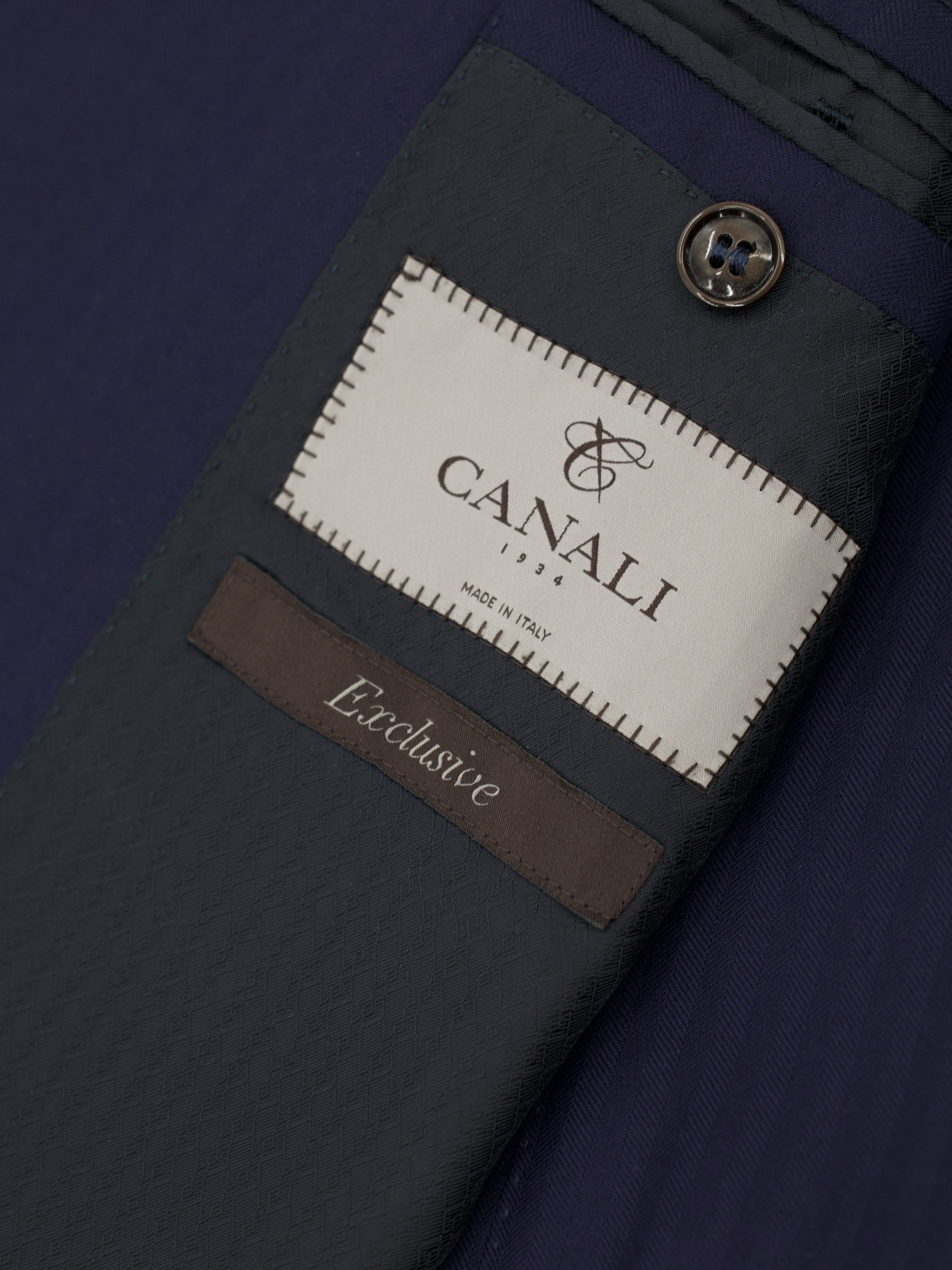 Canali Dark Blue “Exclusive” Wool Herringbone Suit + Extra Trousers