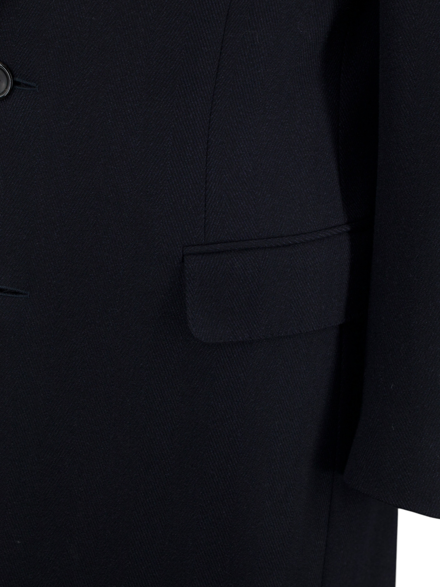 Canali Black Classic Wool & Cashmere Herringbone Overcoat