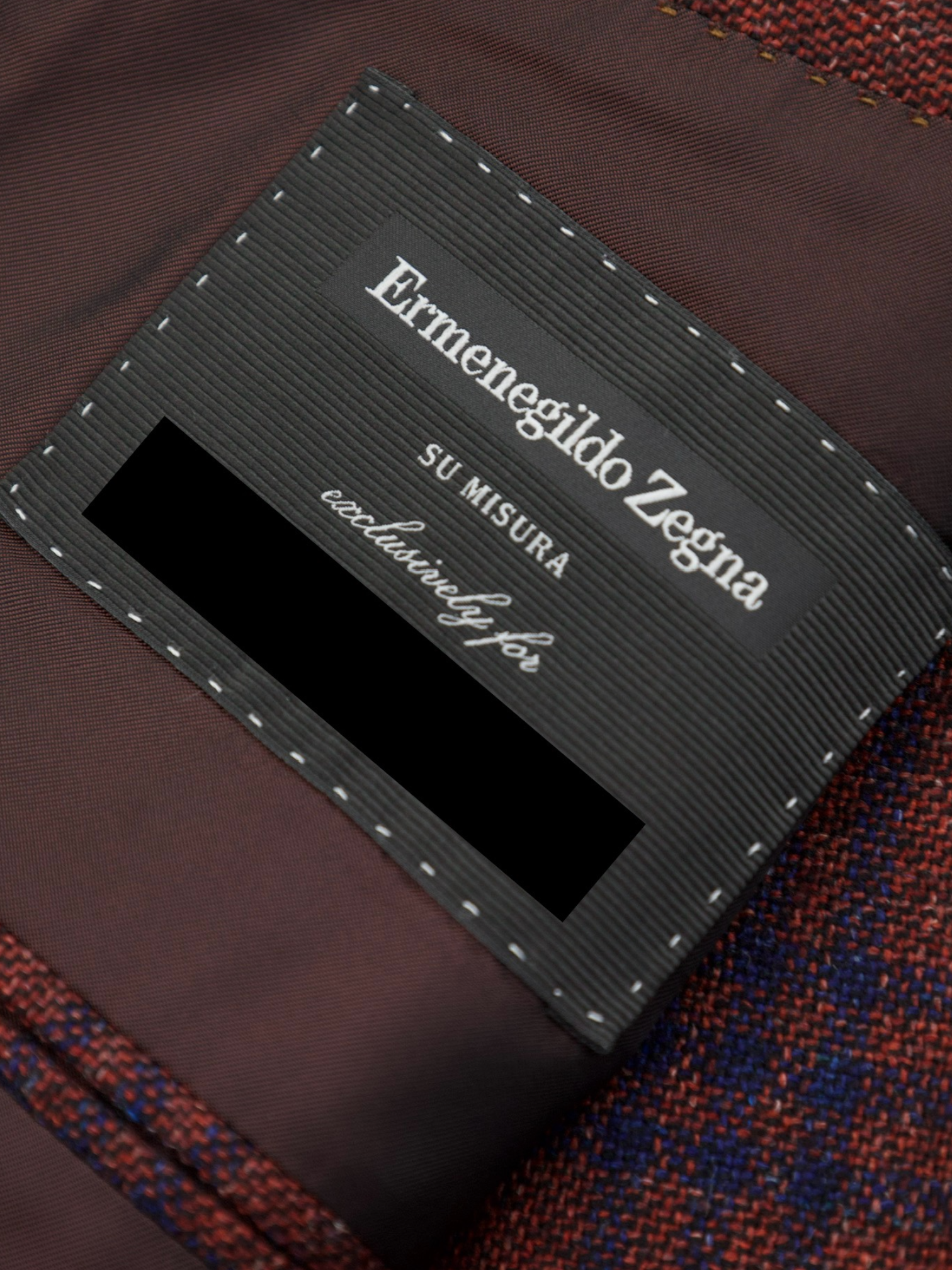 Ermenegildo Zegna Ruby Red & Dark Blue Cashmere, Silk & Linen Windowpane Jacket