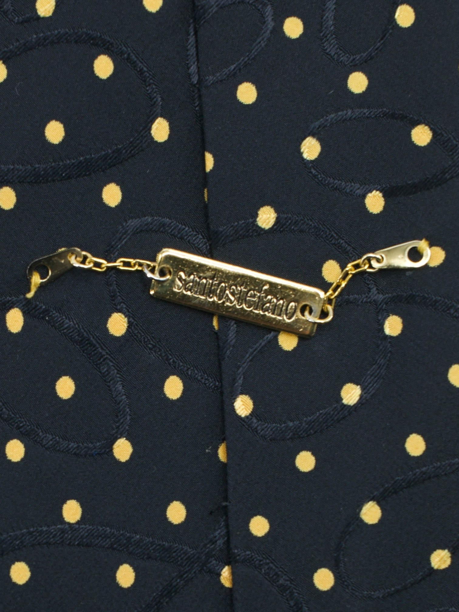 Brioni Black & Yellow Silk Polkadot "Santostefano" Tie