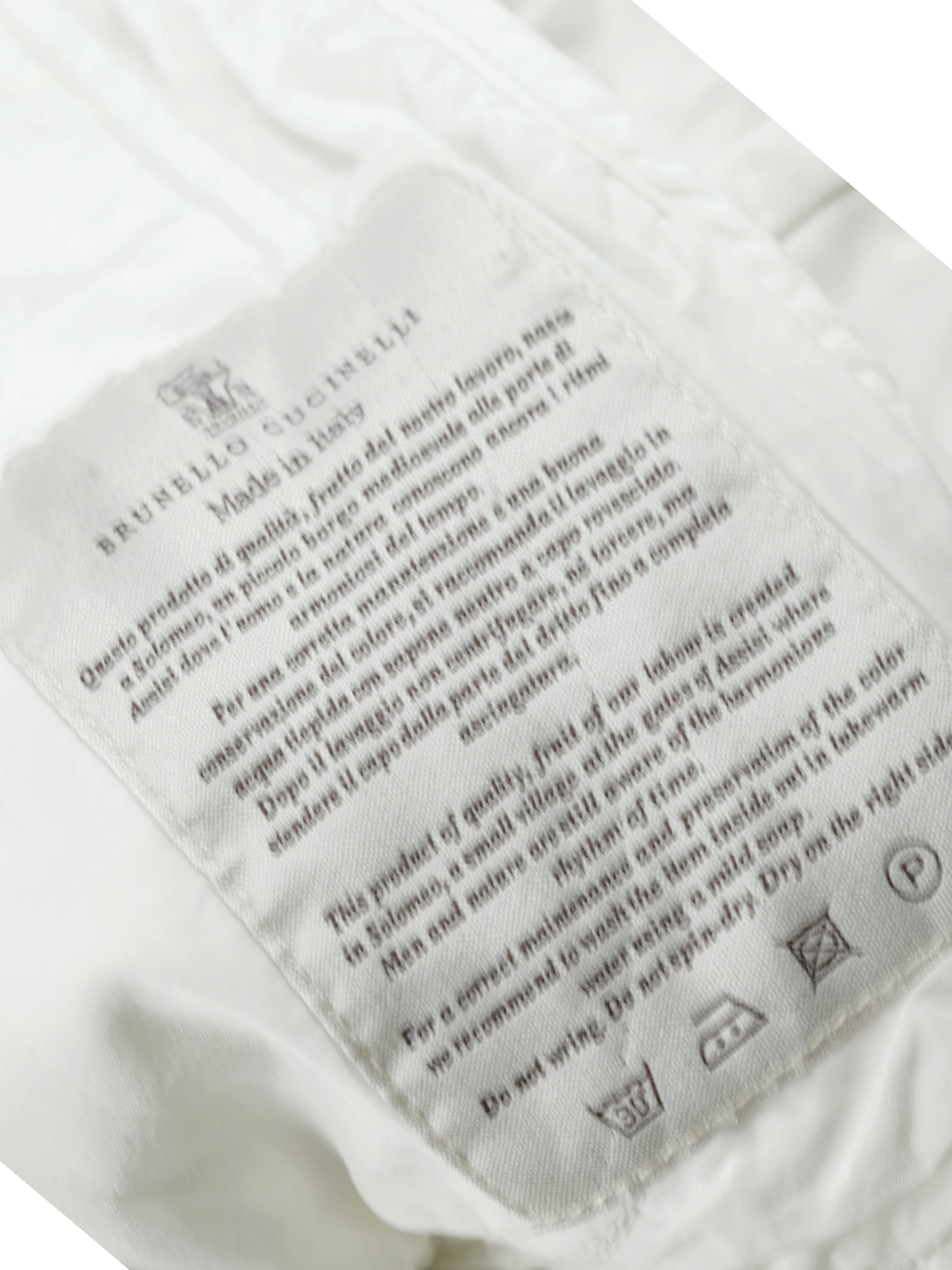 Brunello Cucinelli White Pure Cotton Twill Chino