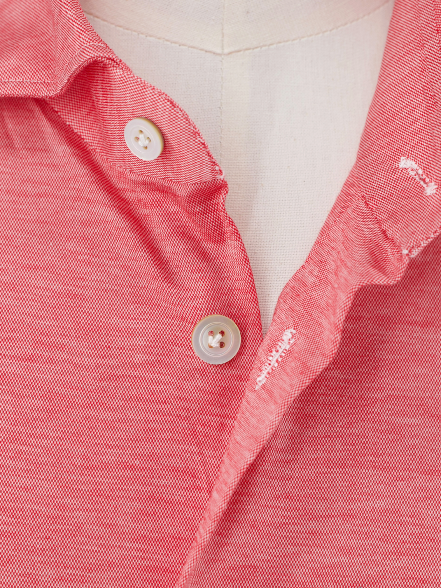Kiton Coral Red Soft-Cotton Neapolitan Summer Shirt