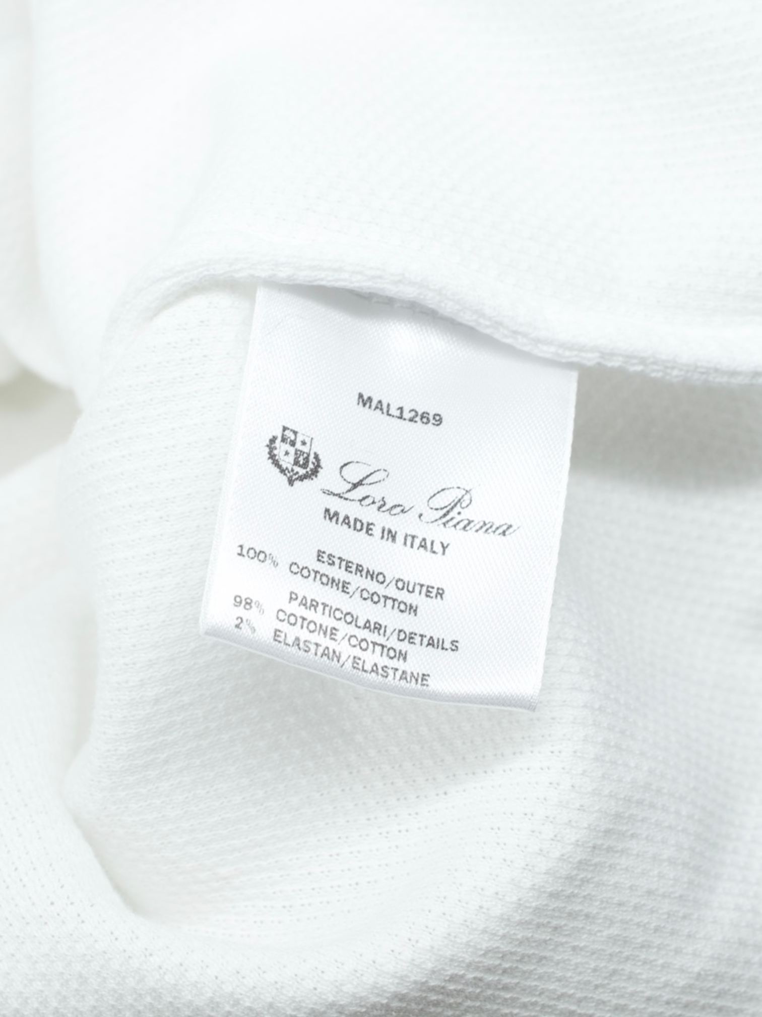 Loro Piana White Cotton Piqué Long-Sleeve Pop-Over Shirt