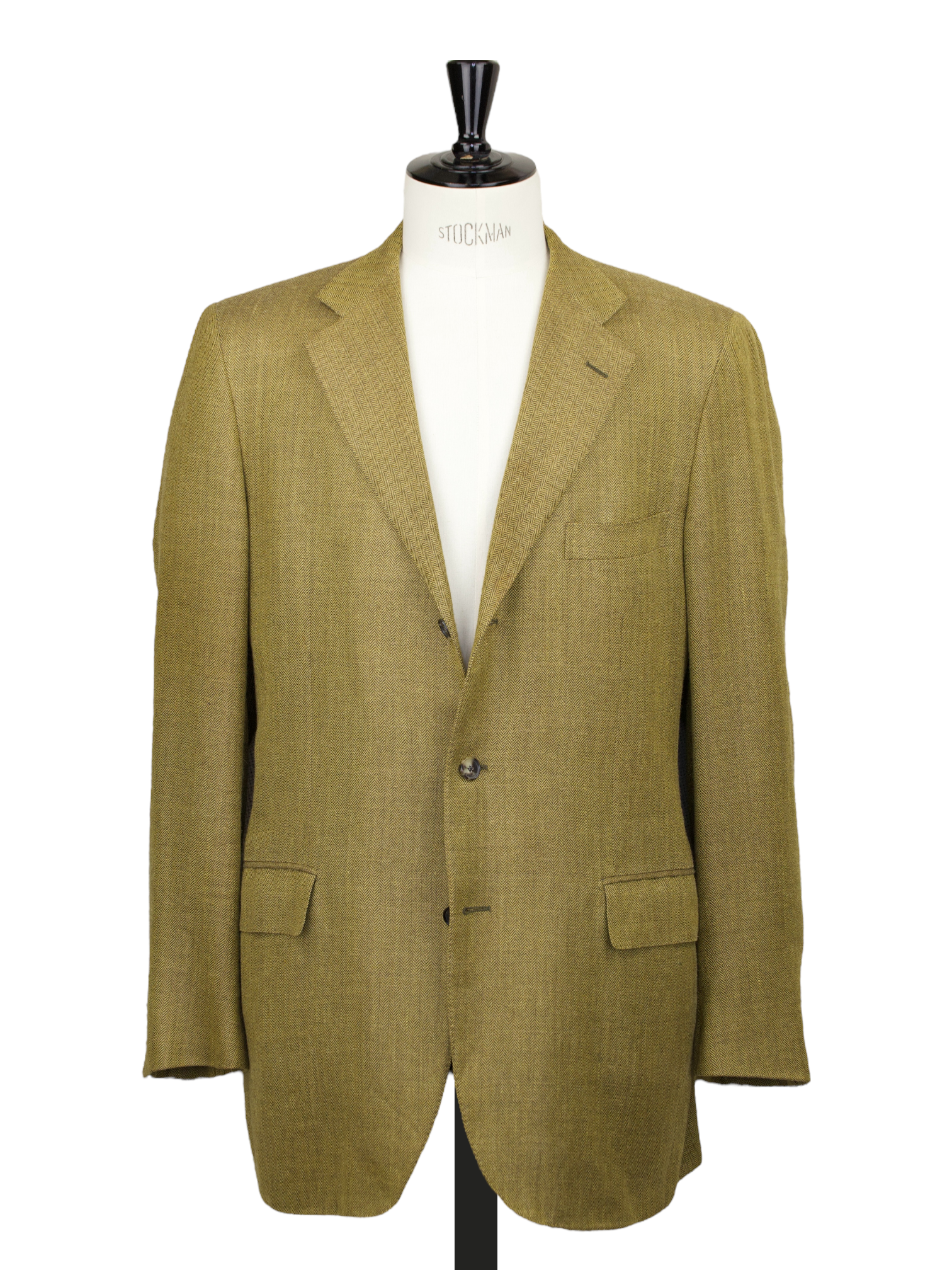 Caruso Gold Wool, Silk & Linen Herringbone Jacket