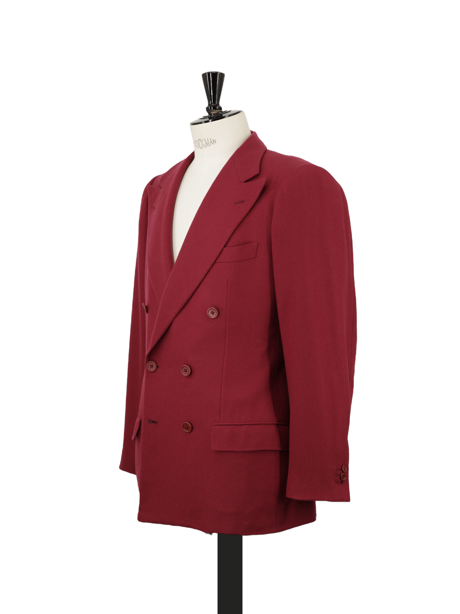 Kiton Cherry Red Pure-Cashmere Double Breasted Micro-Structure Jacket