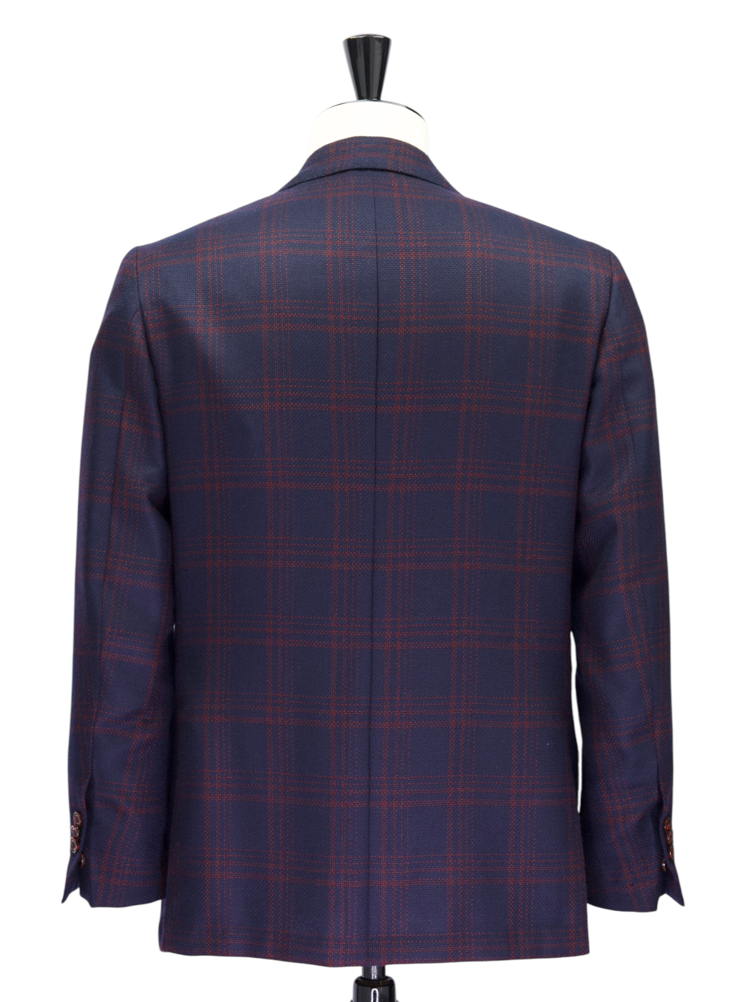 Kiton Navy & Red Cashmere Overcheck Jacket