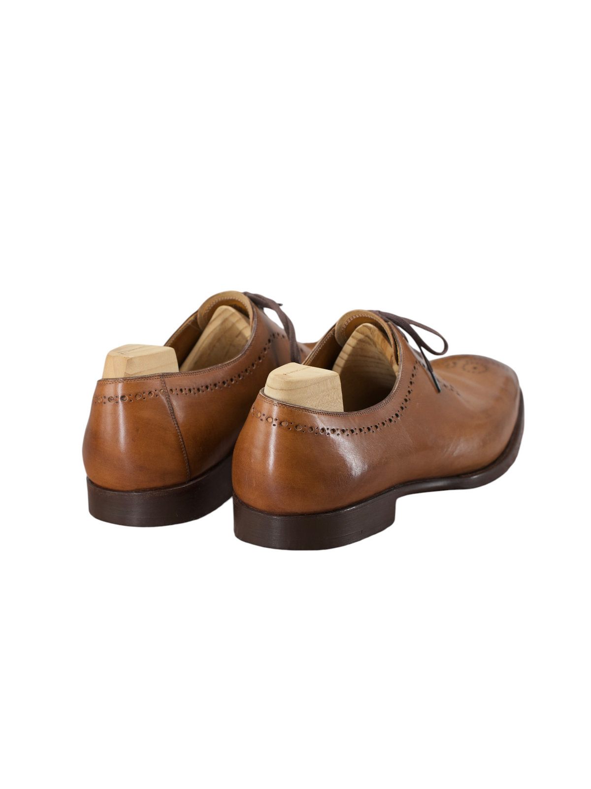 Saint Crispin's Cognac Brown Perforated Whole-Cut Oxford Shoes