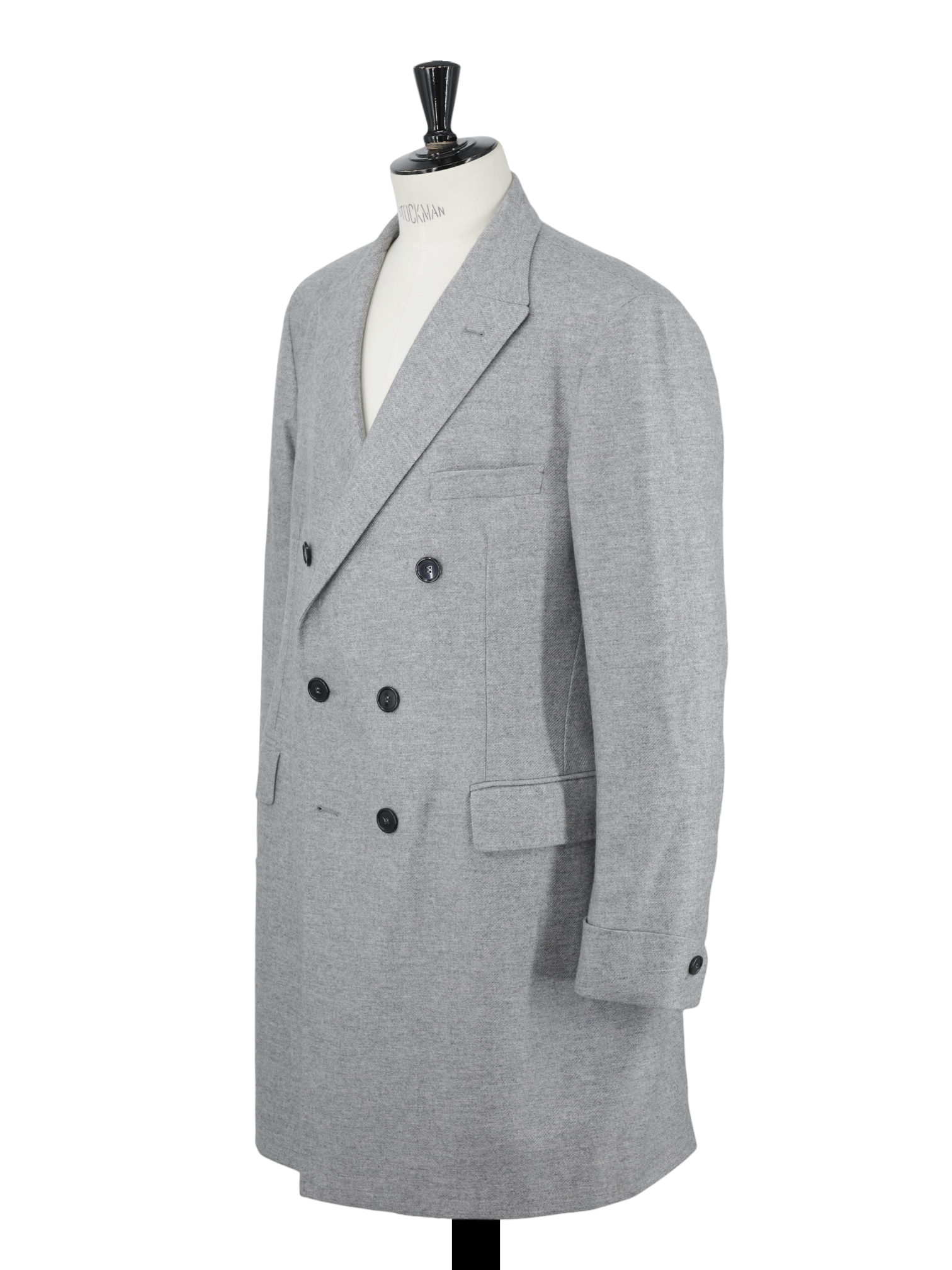 Doriani Light Grey Pure Cashmere Double-Breasted Twill Overcoat
