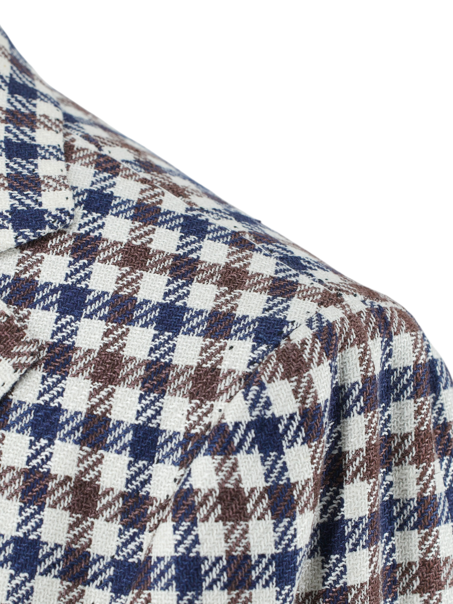 Cesare Attolini Brown & Blue Wool, Silk, Linen & Cotton Gun Check Jacket