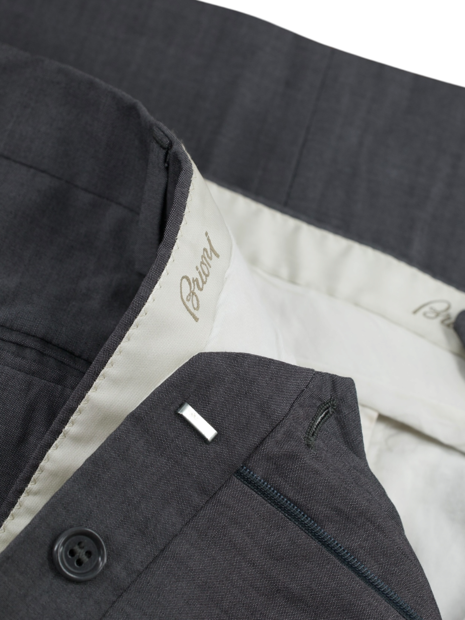 Brioni Grey Super 150's Pinpoint Moena Trousers